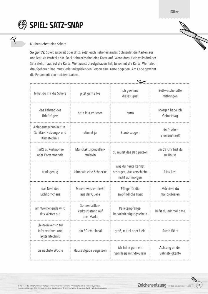 Beispielinhalt (Bild) Zeichensetzung in der Sekundarstufe I