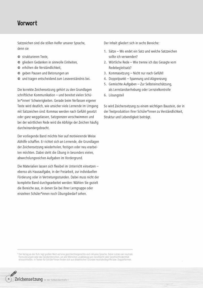 Beispielinhalt (Bild) Zeichensetzung in der Sekundarstufe I