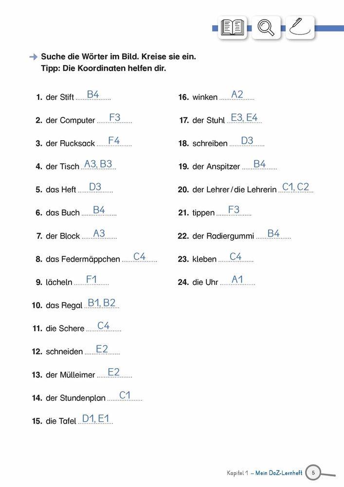 Beispielinhalt (Bild) Mein DaZ-Lernheft - Mit Wimmelbildern Wortschatz und Grammatik üben