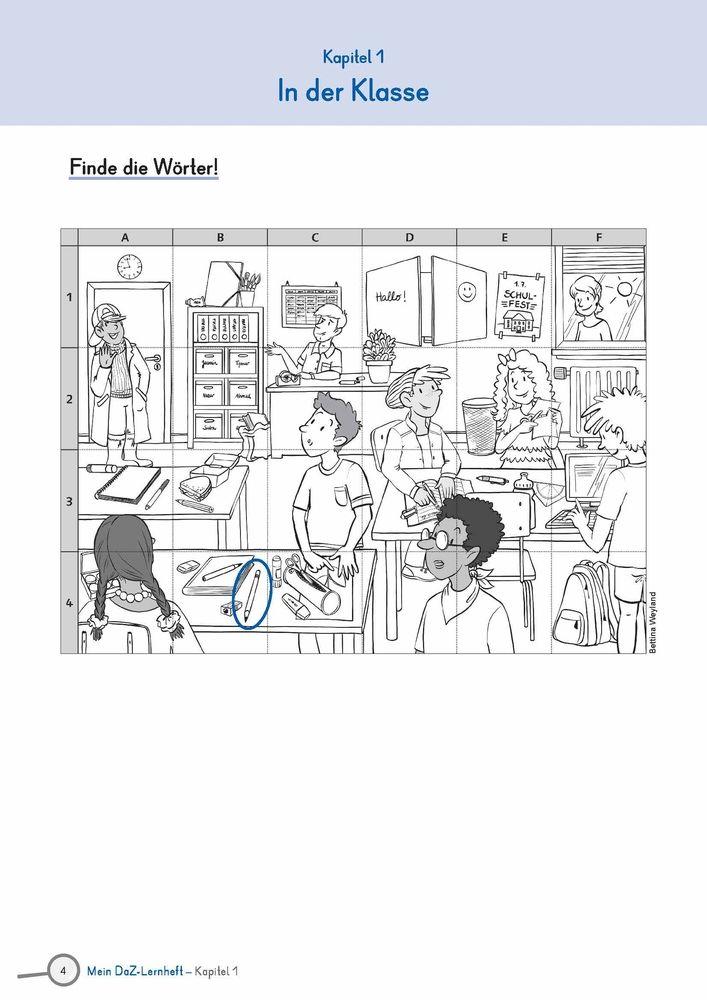 Beispielinhalt (Bild) Mein DaZ-Lernheft - Mit Wimmelbildern Wortschatz und Grammatik üben