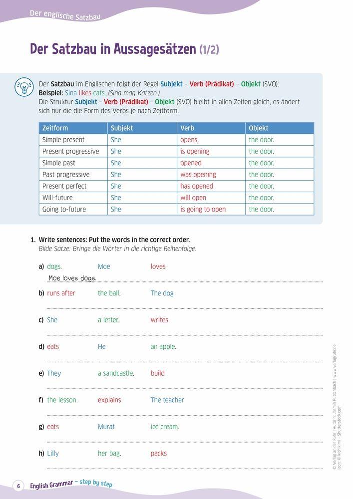 Beispielinhalt (Bild) English Grammar - step by step