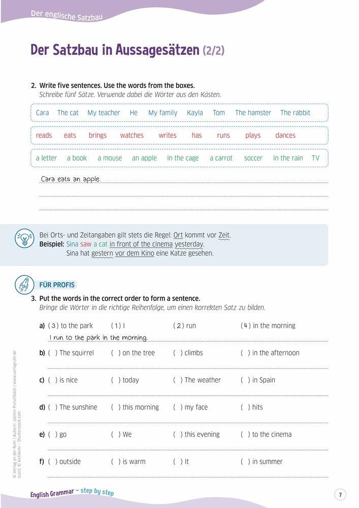 Beispielinhalt (Bild) English Grammar - step by step