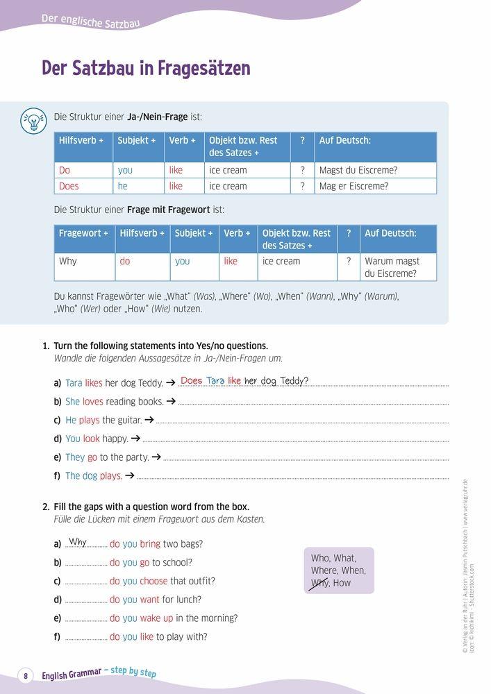 Beispielinhalt (Bild) English Grammar - step by step