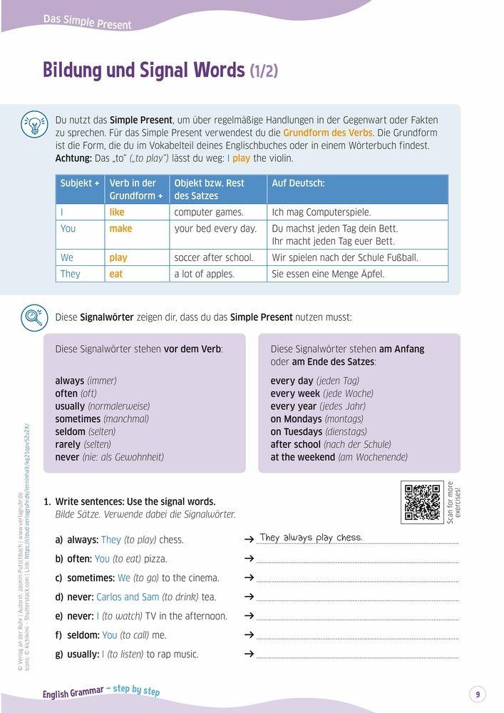 Beispielinhalt (Bild) English Grammar - step by step