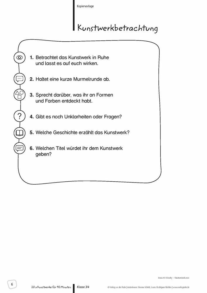 Beispielinhalt (Bild) 20 x Kunstwerke für 90 Minuten - Klasse 3/4