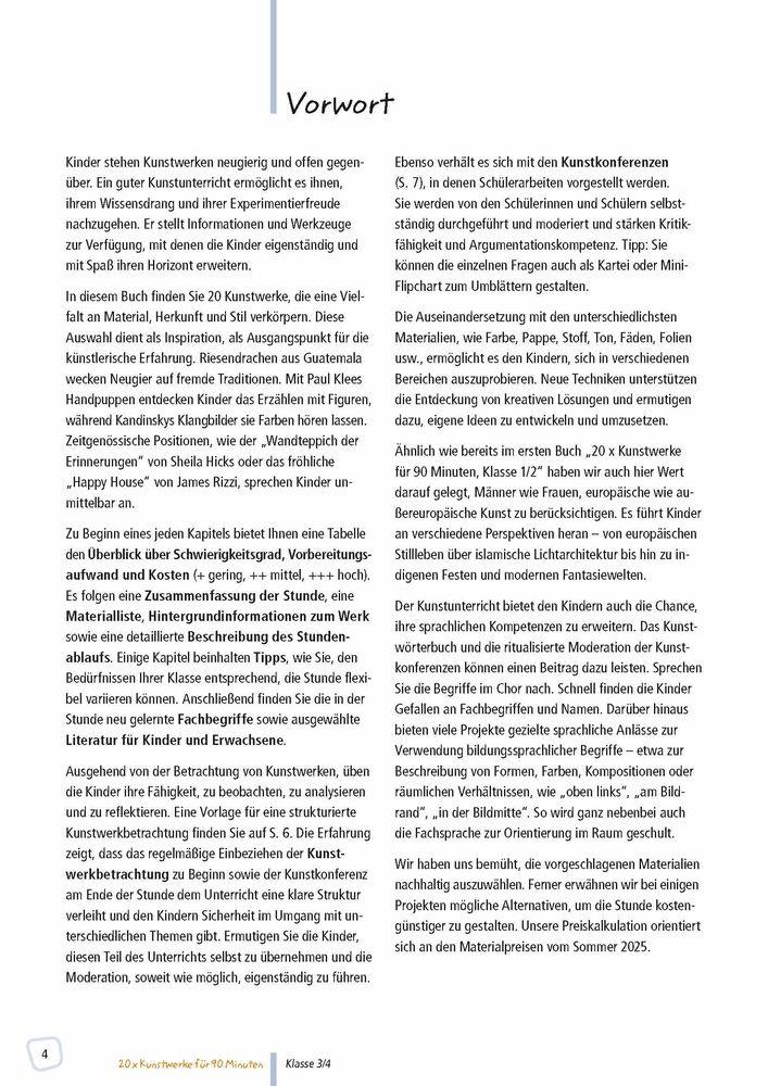 Beispielinhalt (Bild) 20 x Kunstwerke für 90 Minuten - Klasse 3/4