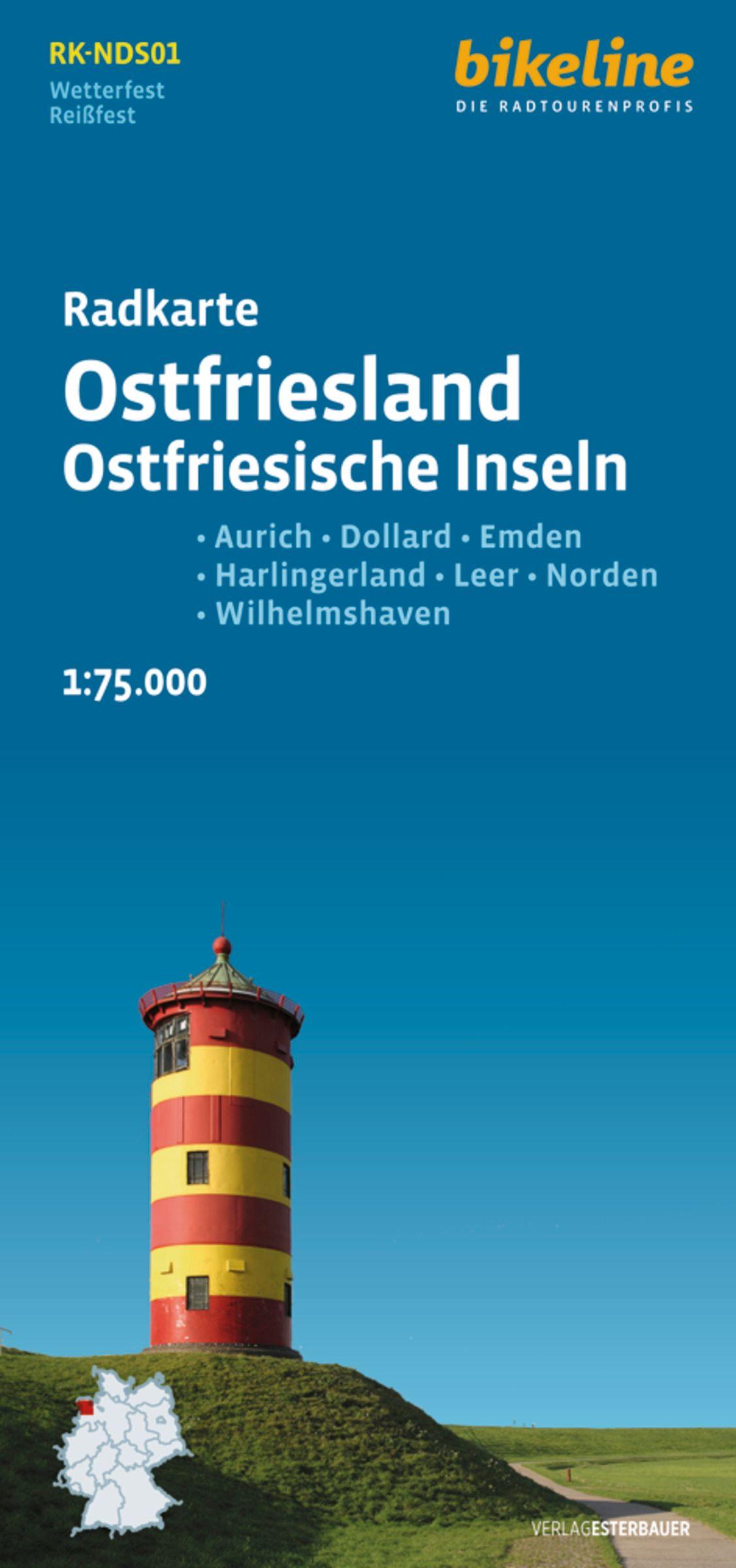 Vorderes Coverbild Radkarte Ostfriesland Ostfriesische Inseln
