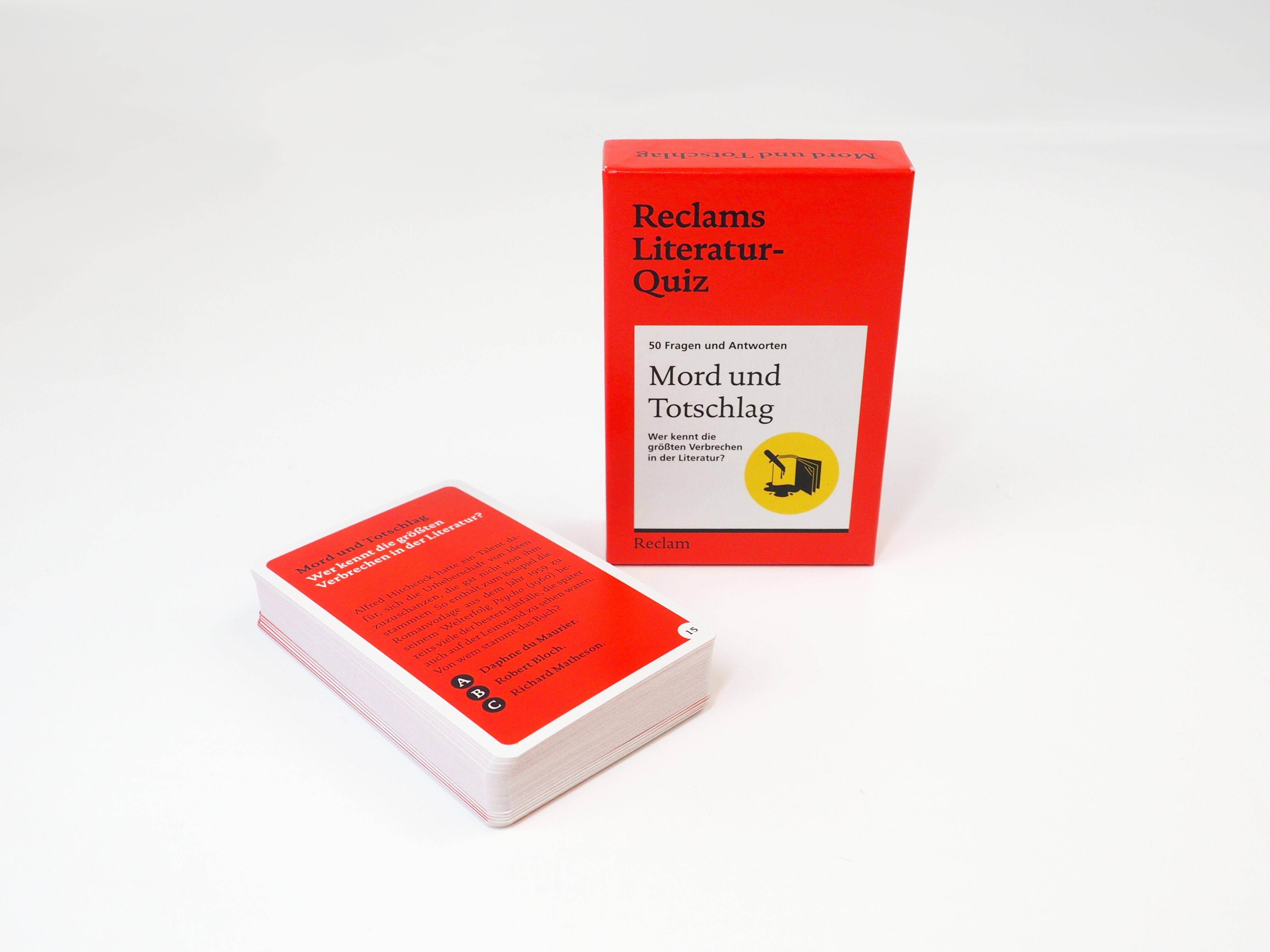 Beispielinhalt (Bild) Mord und Totschlag. Wer kennt die größten Verbrechen in der Literatur? 50 Fragen und Antworten für Büchermenschen