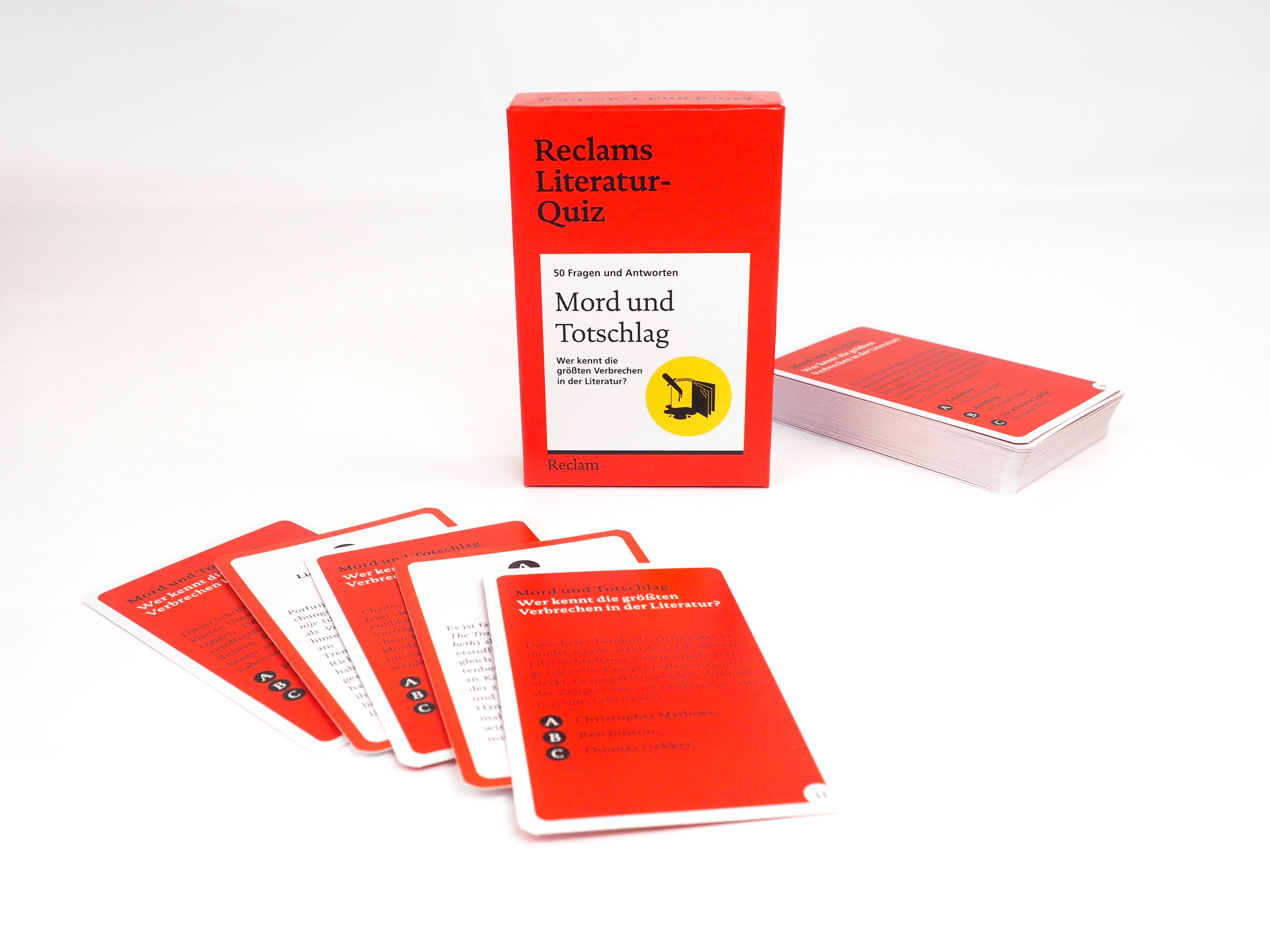 Beispielinhalt (Bild) Mord und Totschlag. Wer kennt die größten Verbrechen in der Literatur? 50 Fragen und Antworten für Büchermenschen