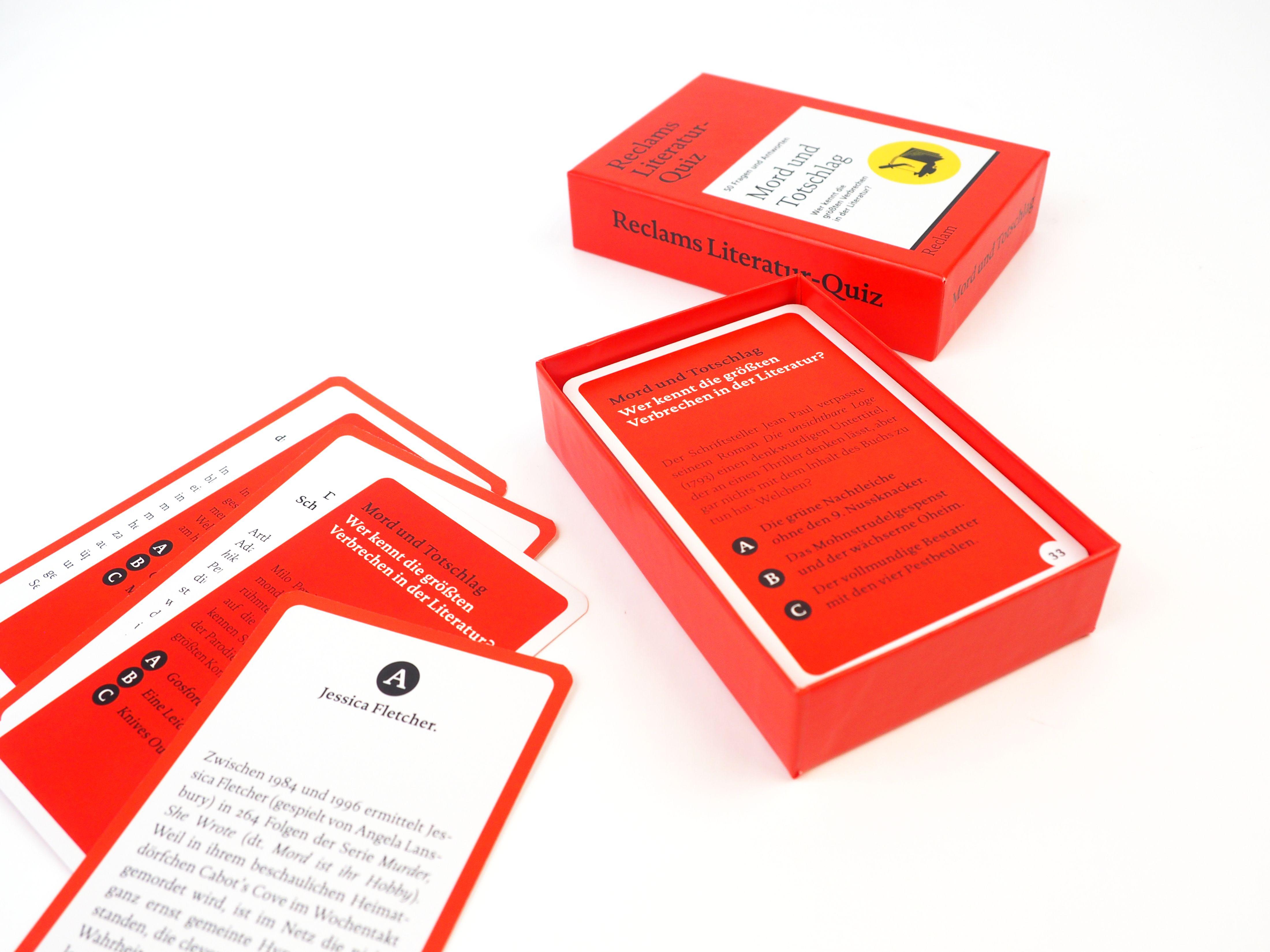 Beispielinhalt (Bild) Mord und Totschlag. Wer kennt die größten Verbrechen in der Literatur? 50 Fragen und Antworten für Büchermenschen