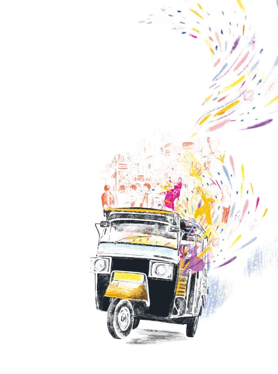 Beispielinhalt (Bild) Der Rikscha-Fahrer, der dir das Glück zeigt