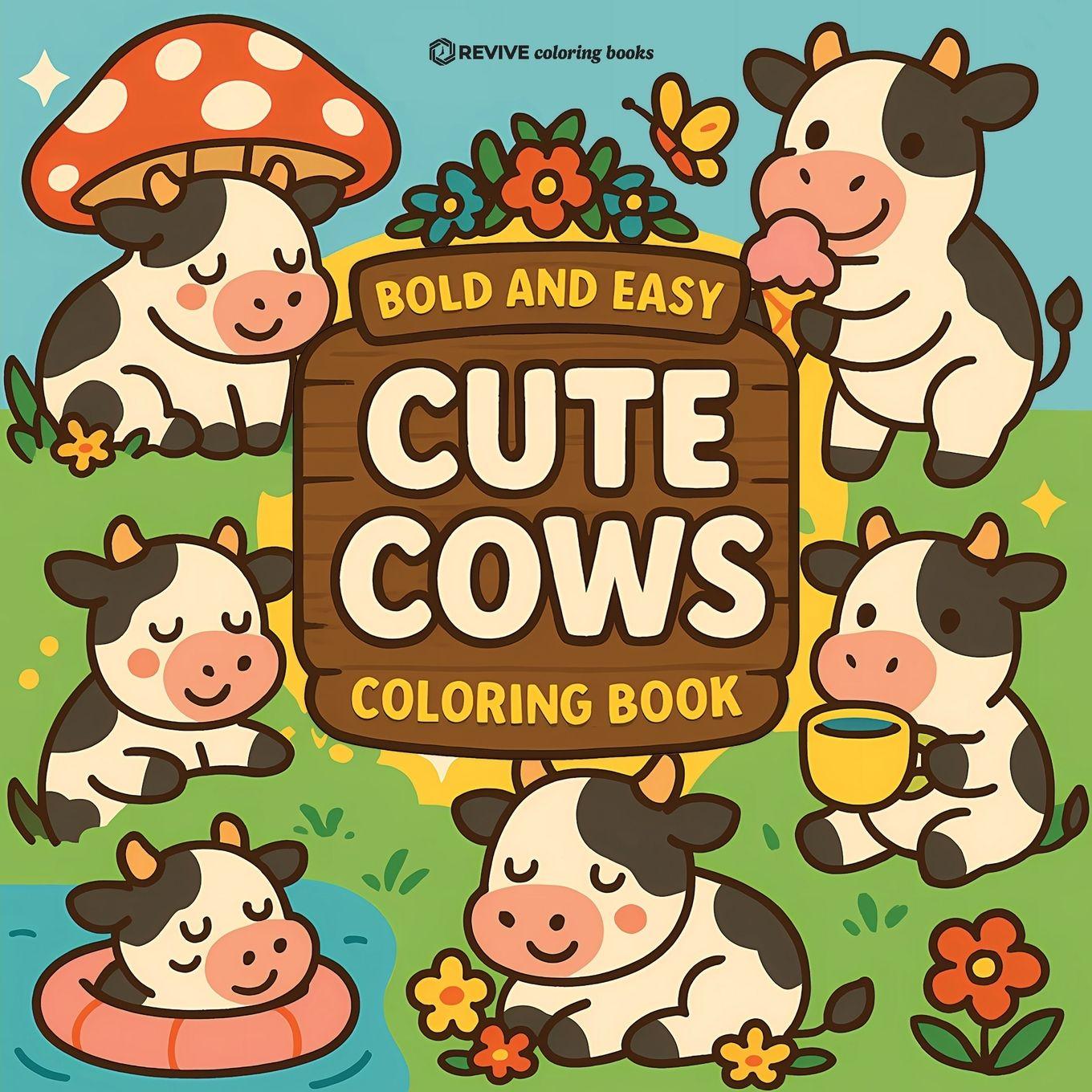 Vorderes Coverbild Bold & Easy Cute Cows Coloring Book