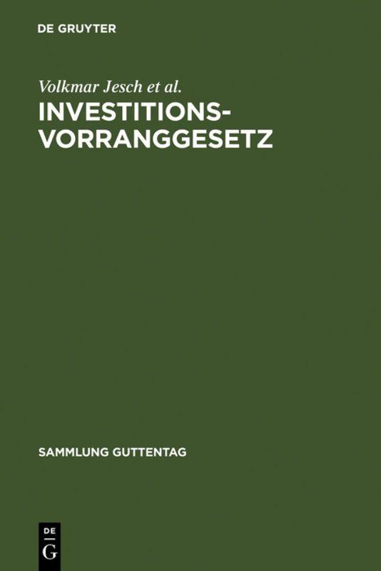 Vorderes Coverbild Investitionsvorranggesetz