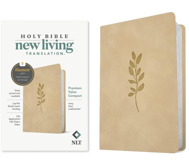 Vorderes Coverbild NLT Premium Value Compact Bible, Filament Enabled (Leatherlike, Ivory Vine)