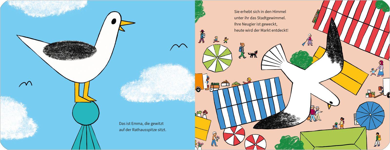 Beispielinhalt (Bild) Möwe Emma im Gewimmel: Auf dem Markt