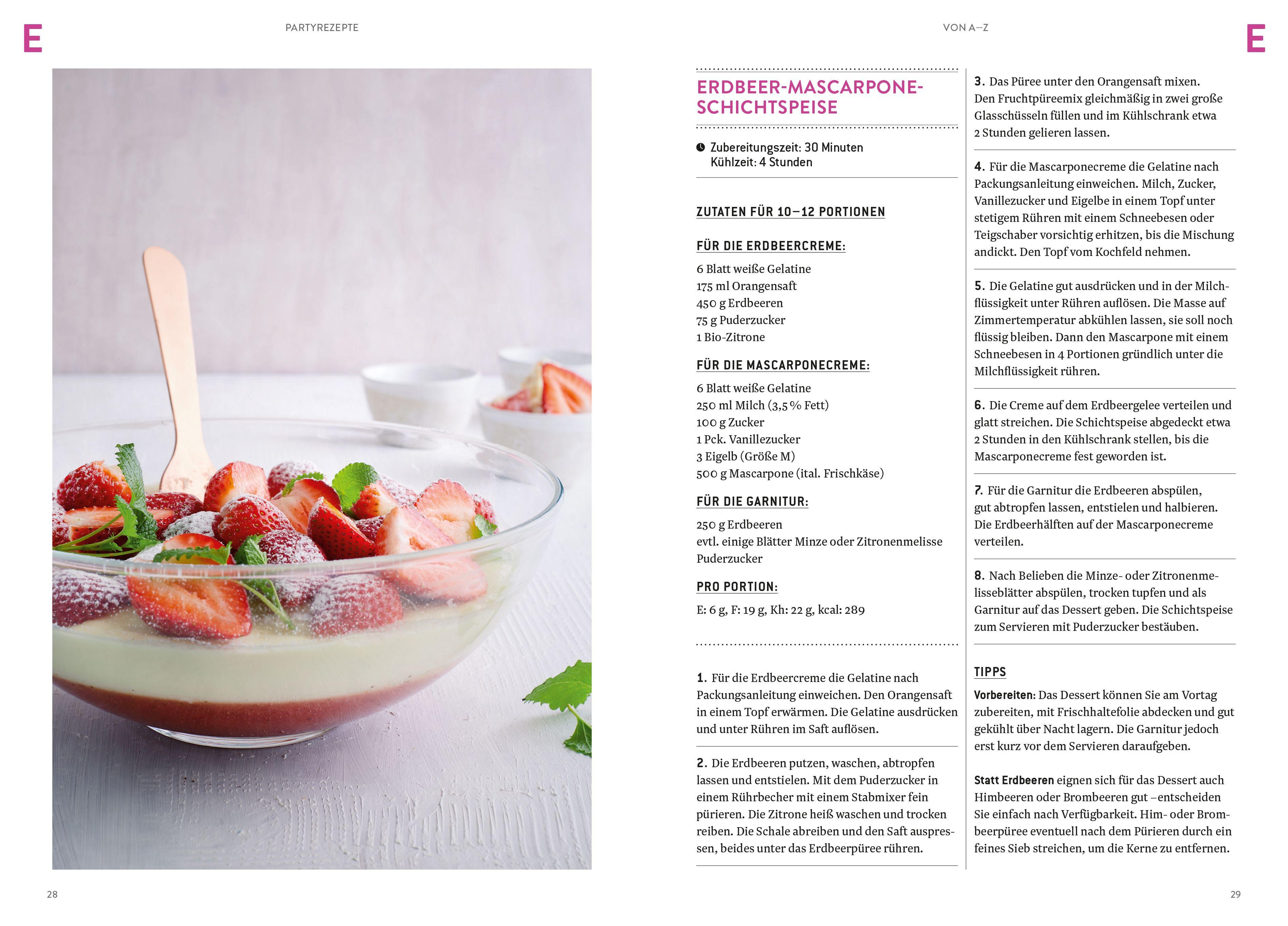 Beispielinhalt (Bild) Partyrezepte von A-Z