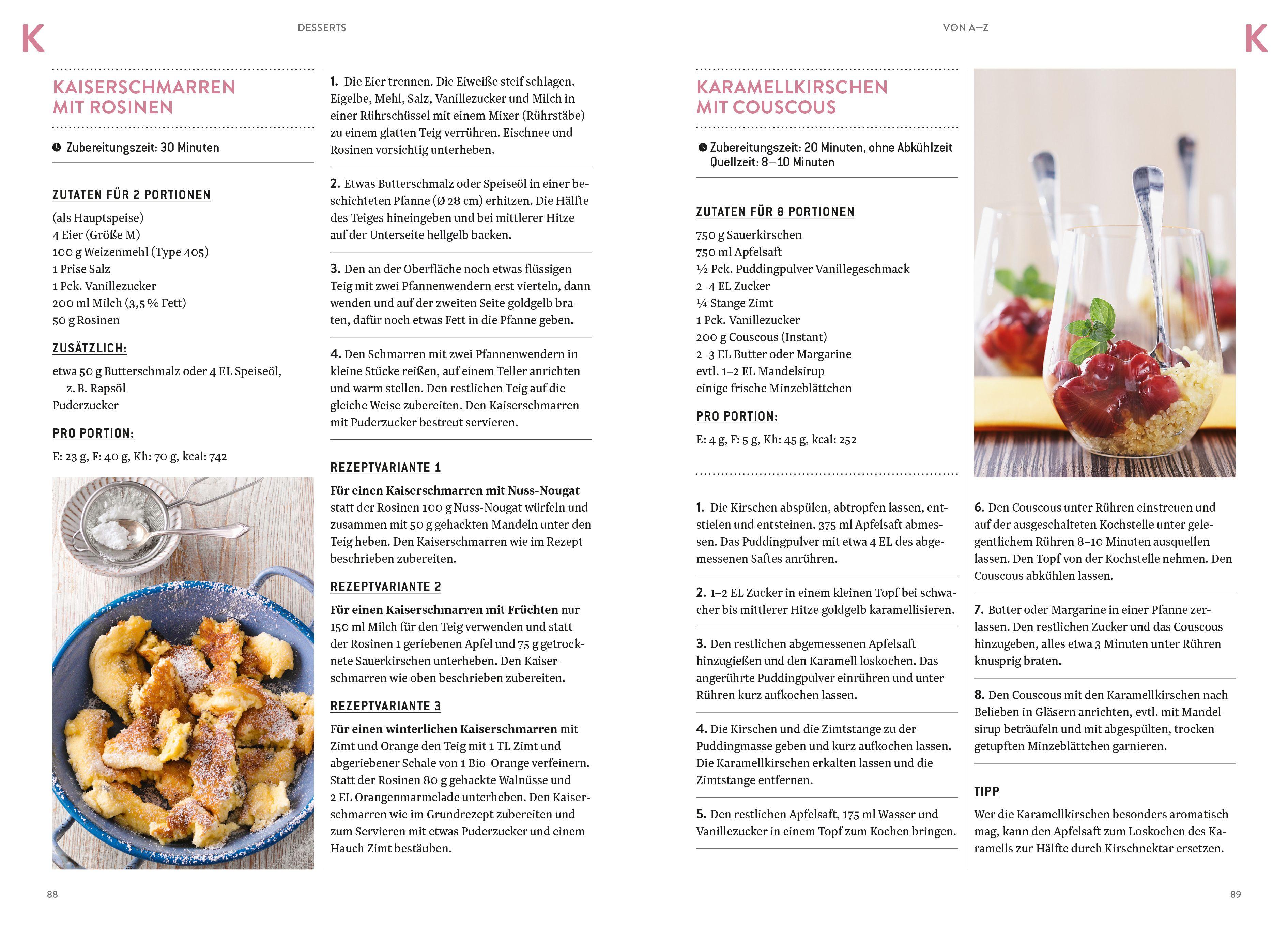 Beispielinhalt (Bild) Desserts von A-Z