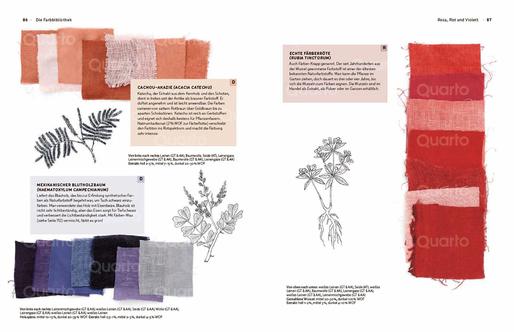 Beispielinhalt (Bild) Das Handbuch der Pflanzenfarben