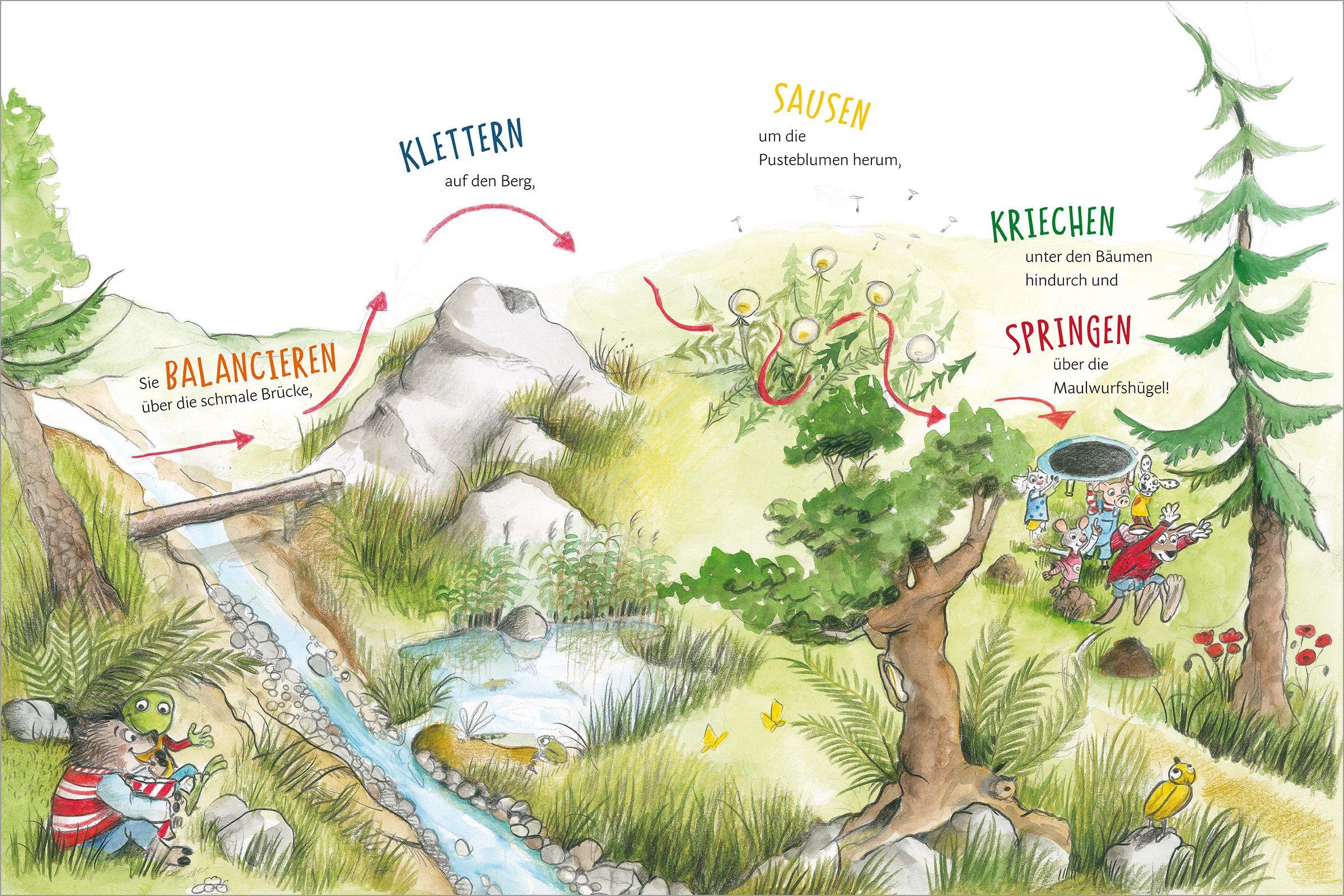 Beispielinhalt (Bild) Konrad Känguru und Rita Rennmaus. Konrad hüpft zum Hauptgewinn