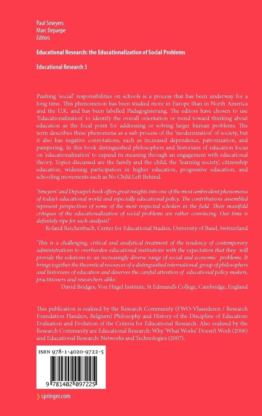 Rückseitencover Educational Research: The Educationalization of Social Problems