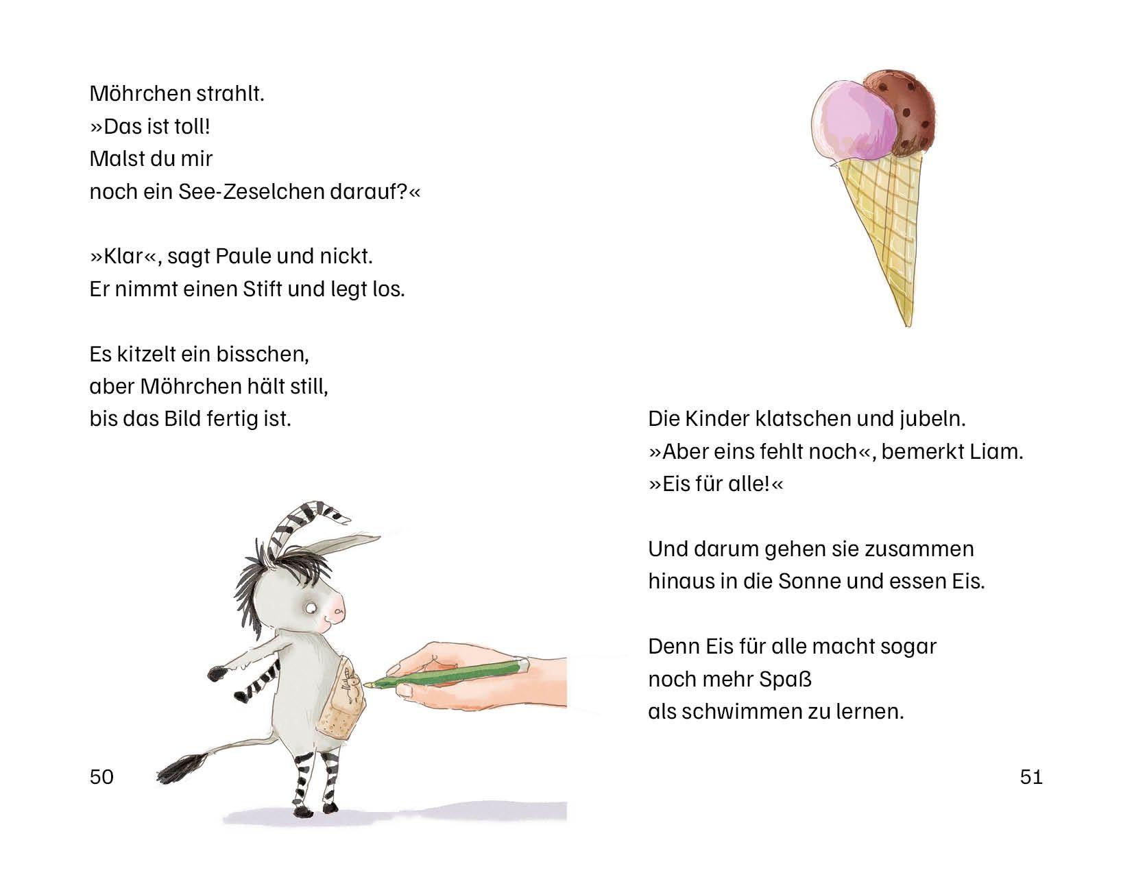 Beispielinhalt (Bild) Grimm und Möhrchen machen das Seepferdchen