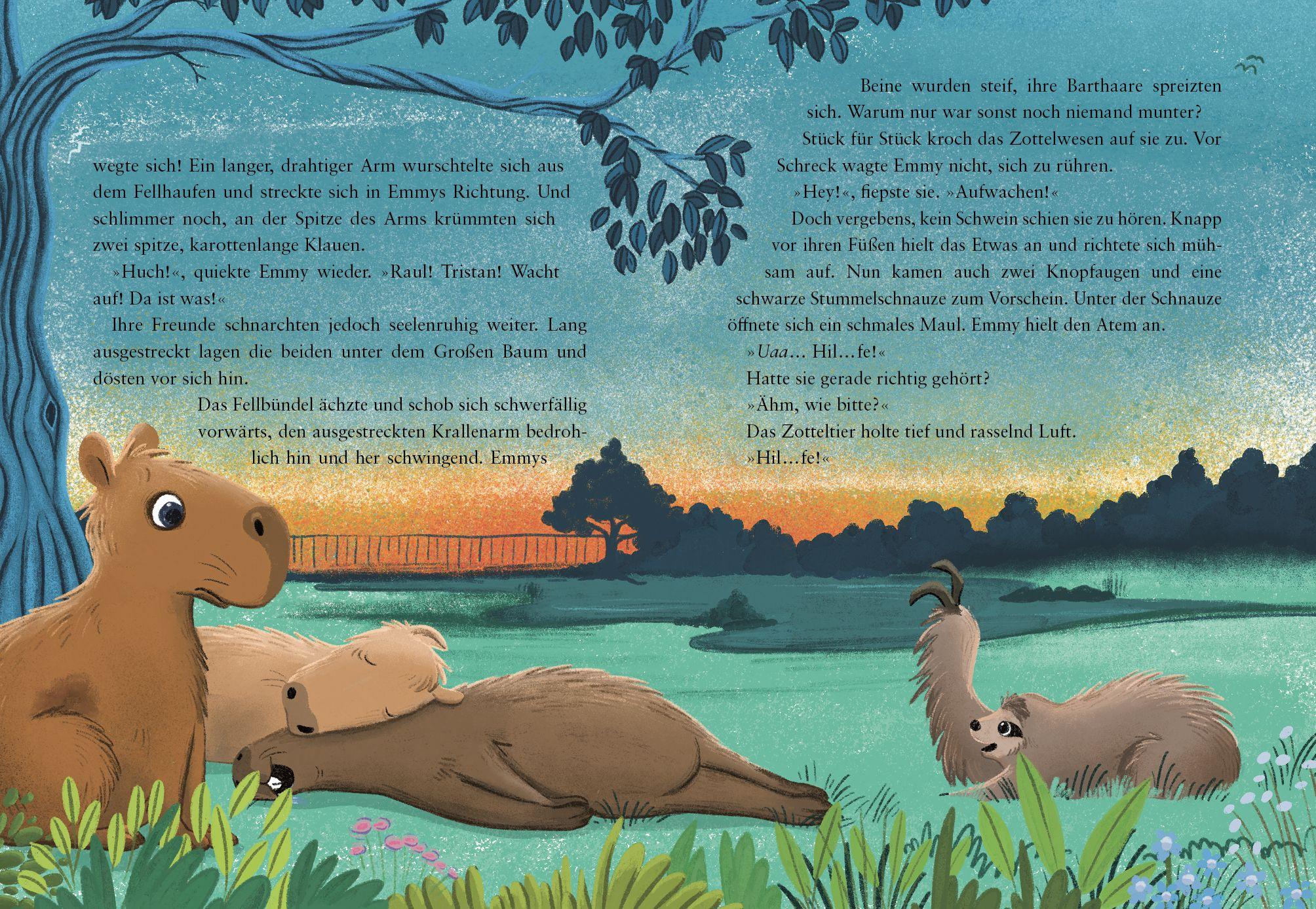 Beispielinhalt (Bild) Drei Wasserschweine tauchen ab