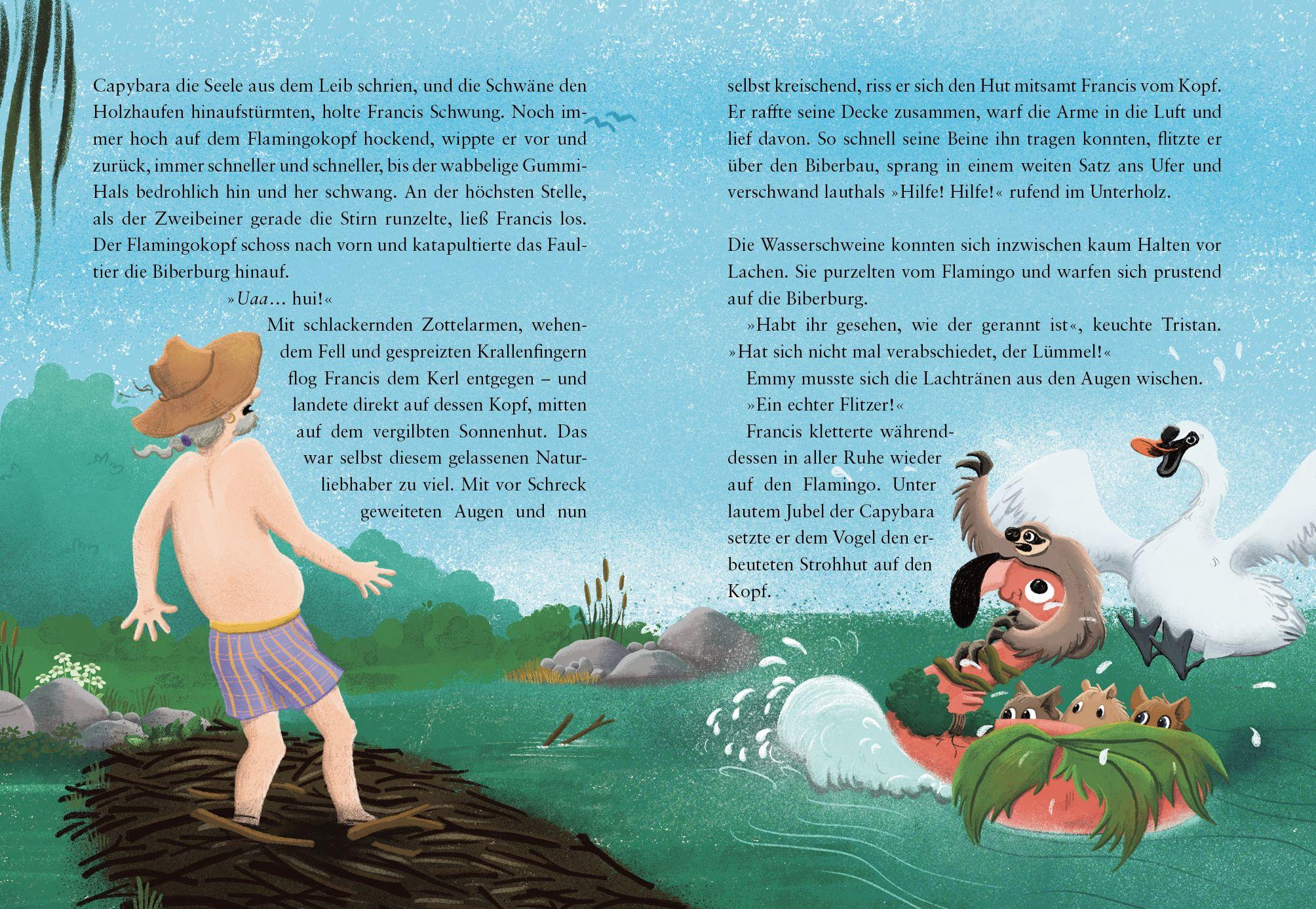 Beispielinhalt (Bild) Drei Wasserschweine tauchen ab