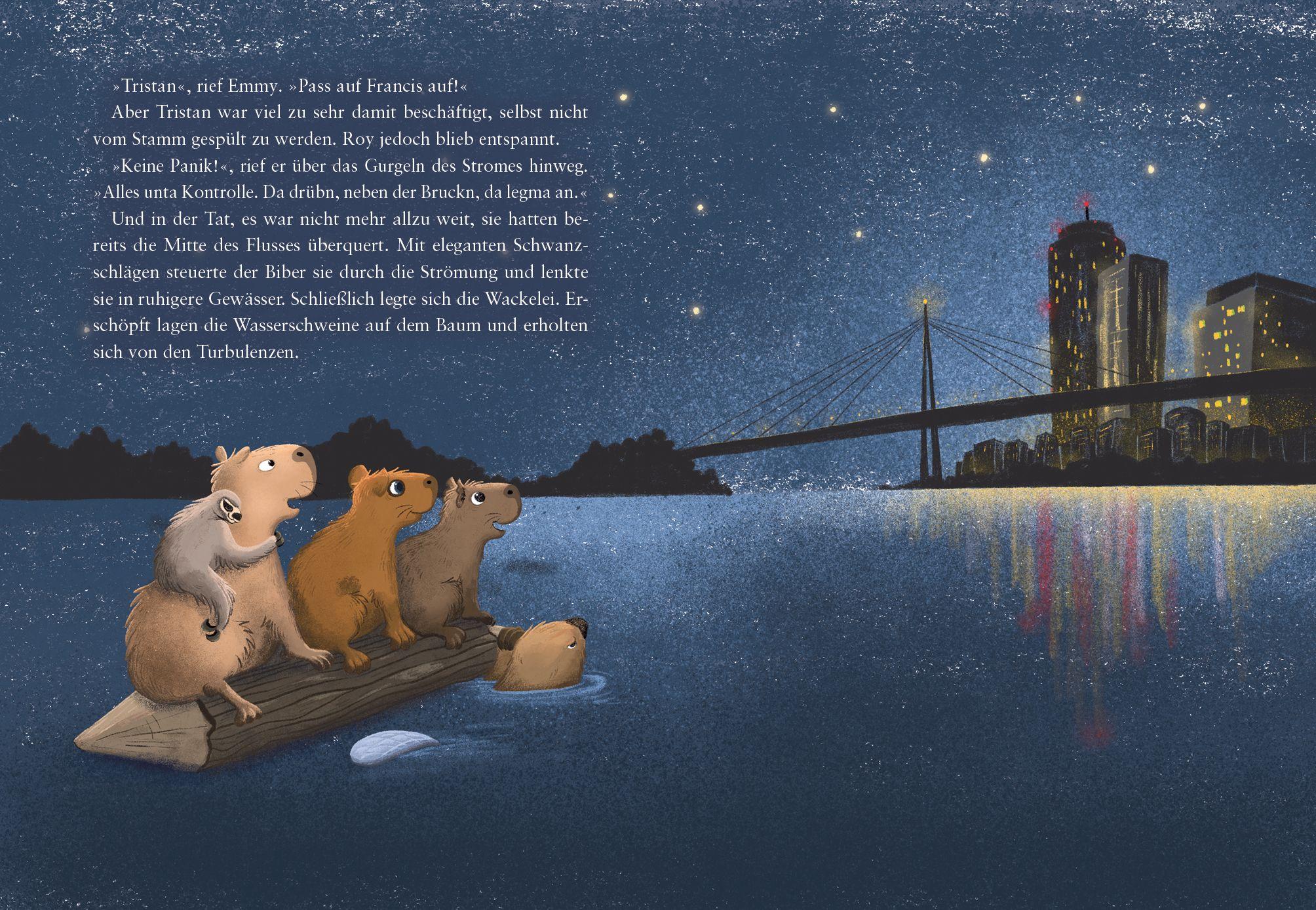 Beispielinhalt (Bild) Drei Wasserschweine tauchen ab