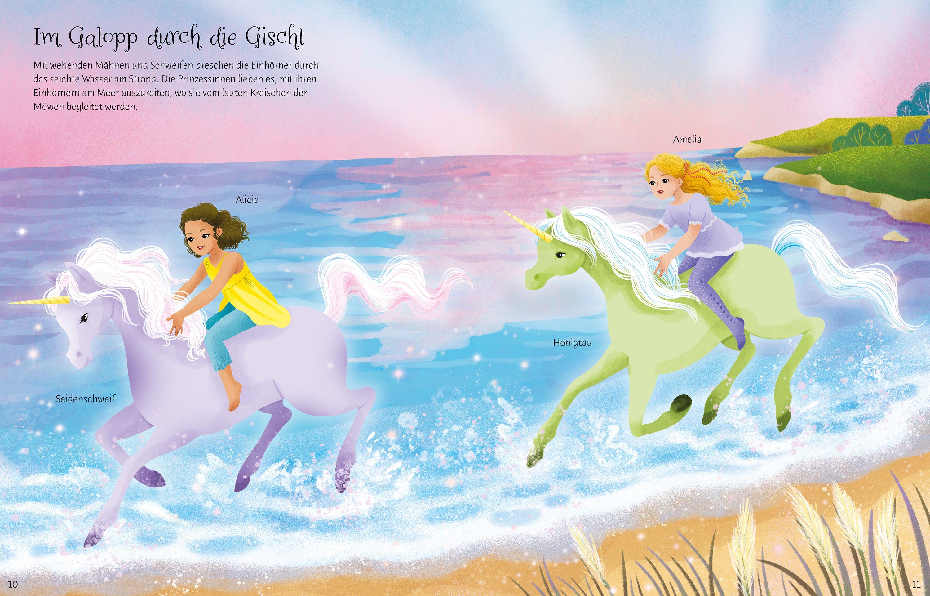 Beispielinhalt (Bild) Mein Anziehpuppen-Stickerbuch: Prinzessinnen im Einhornland