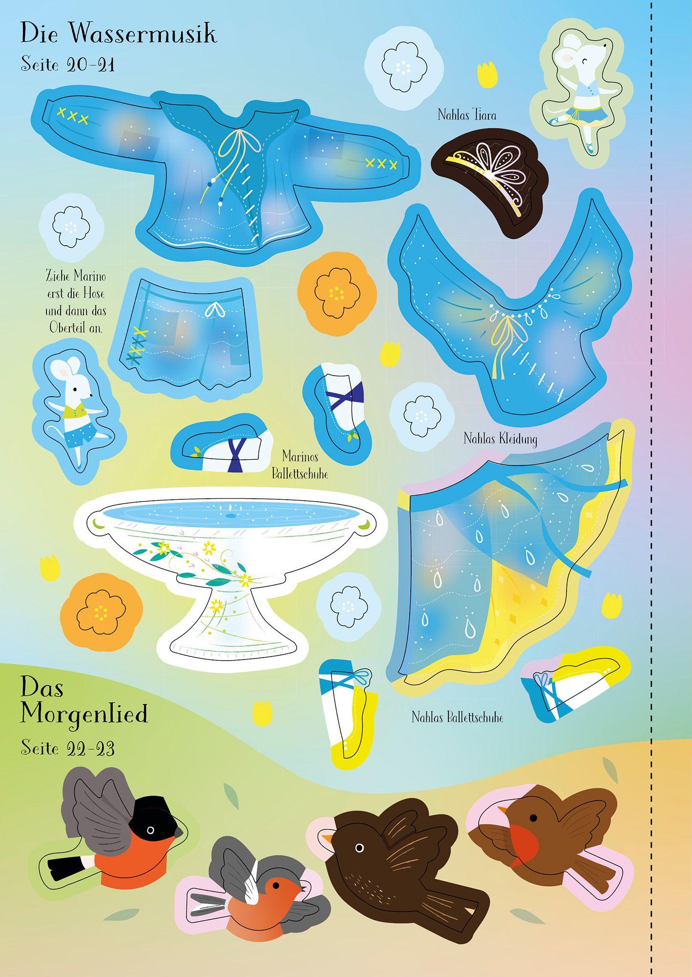 Beispielinhalt (Bild) Mein erstes Anziehpuppen-Stickerbuch: Flora, die kleine Feen-Ballerina