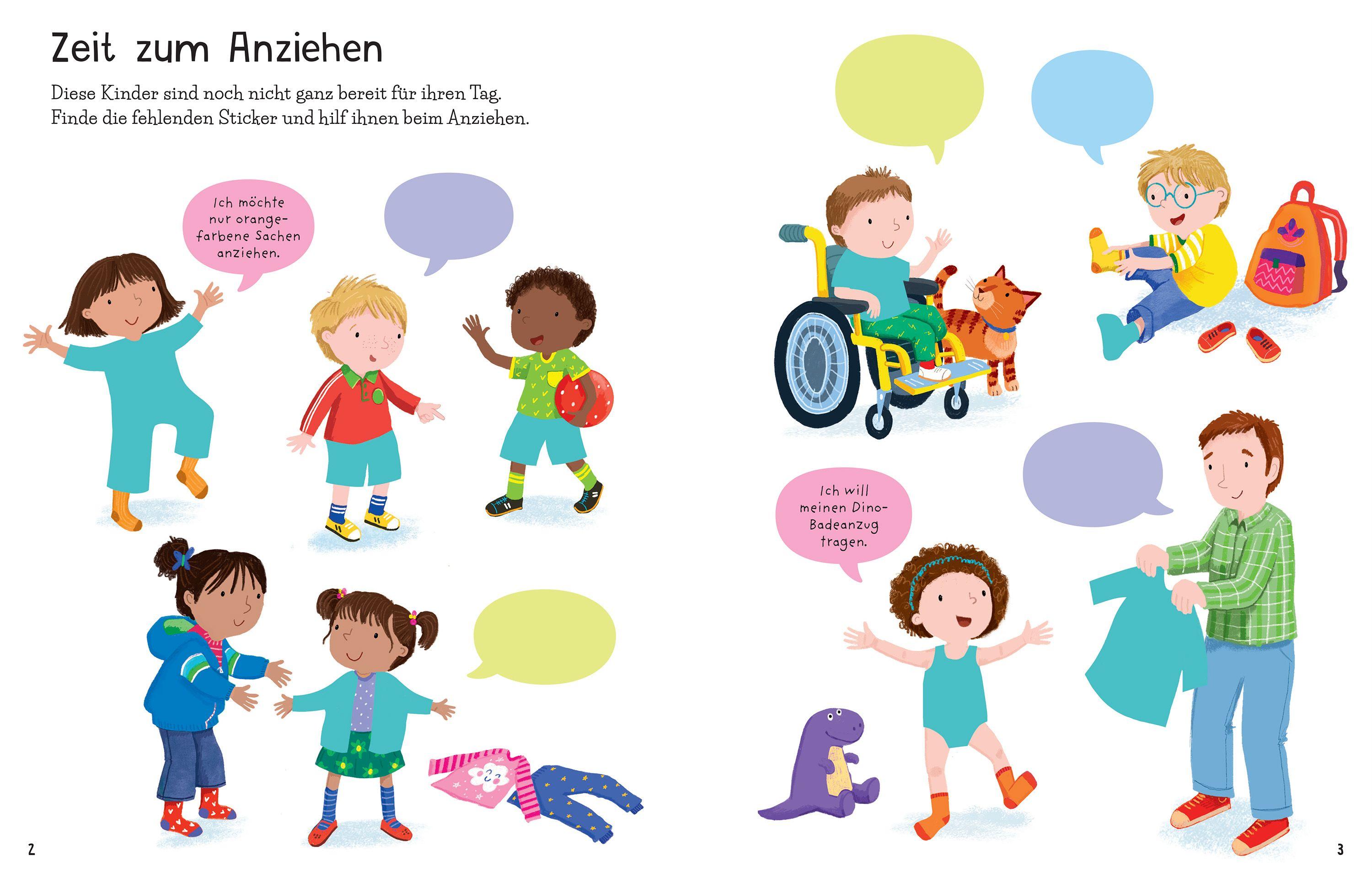 Beispielinhalt (Bild) Mein erstes Stickerbuch: Ich ziehe mich an