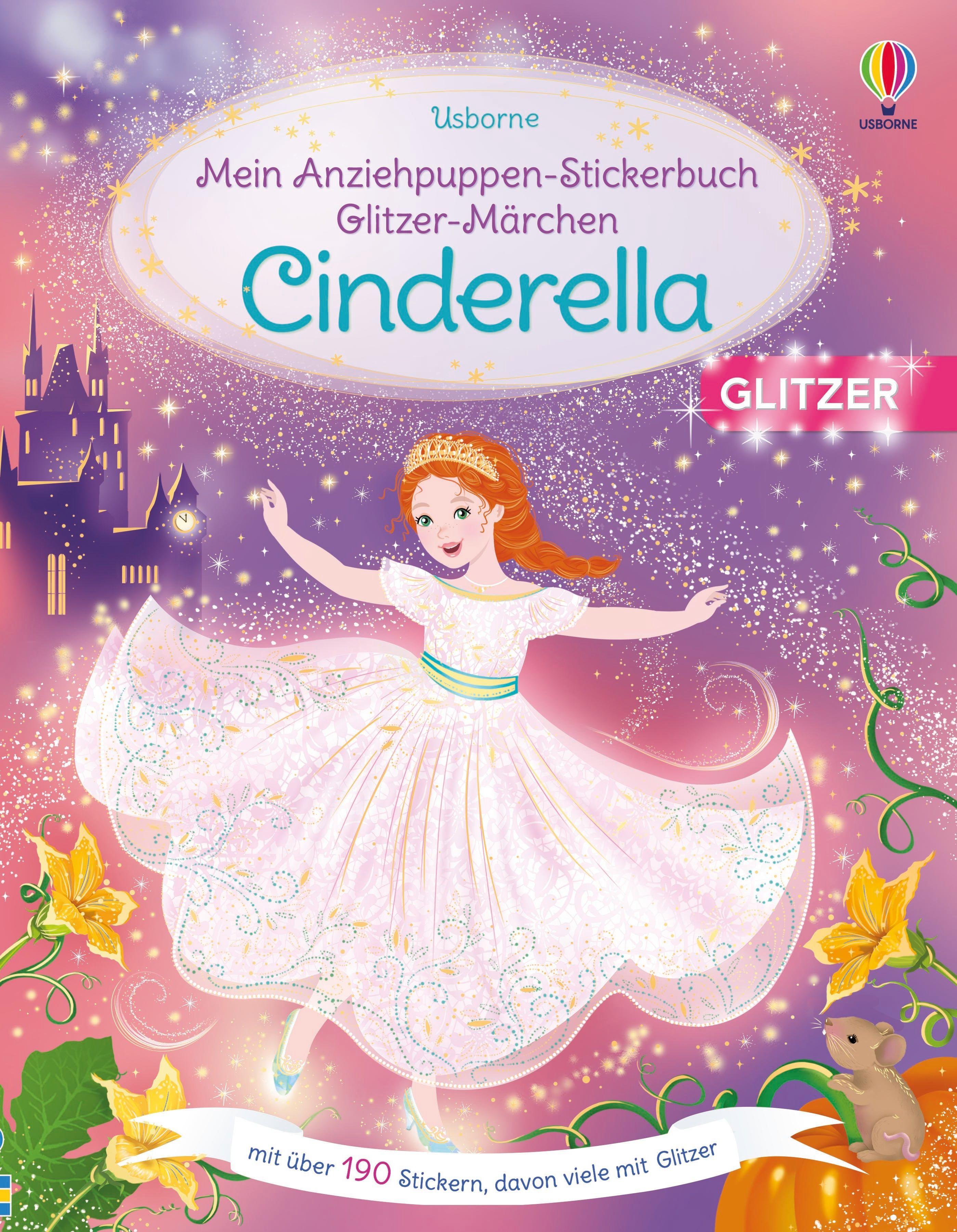 Vorderes Coverbild Mein Anziehpuppen-Stickerbuch Glitzer-Märchen: Cinderella