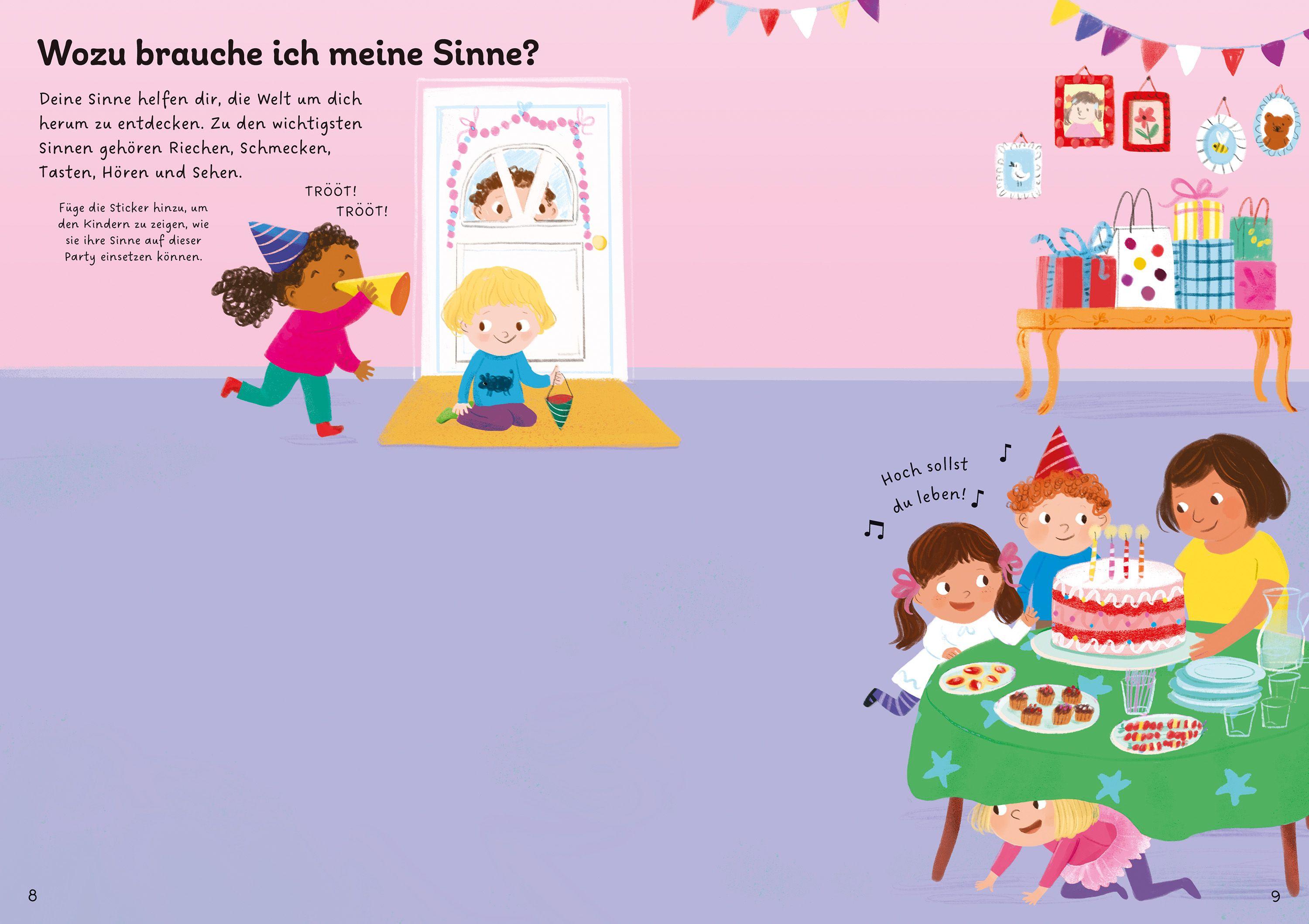 Beispielinhalt (Bild) Mein Immer-wieder-Stickerbuch: Körper, Sinne und Gefühle