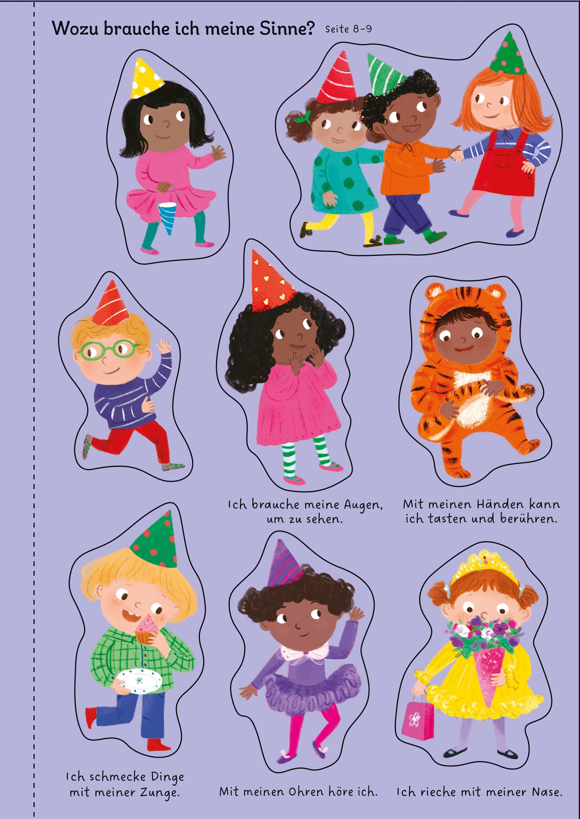 Beispielinhalt (Bild) Mein Immer-wieder-Stickerbuch: Körper, Sinne und Gefühle