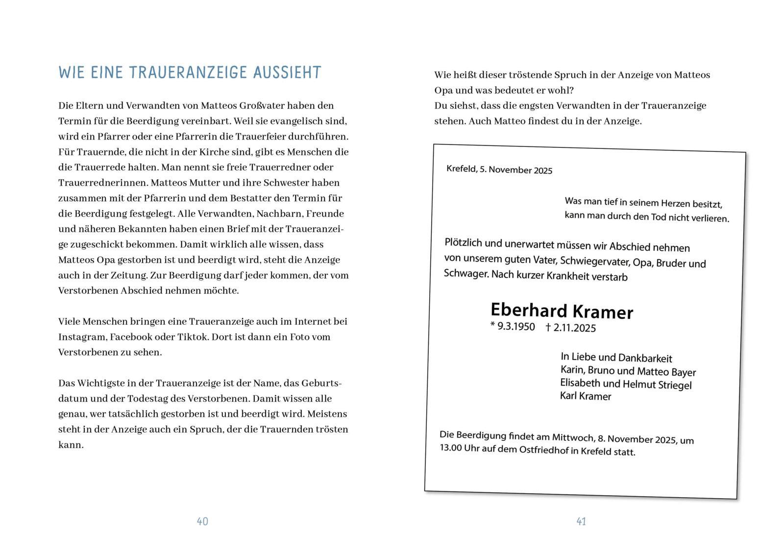 Beispielinhalt (Bild) Wenn die Trauer zu dir kommt