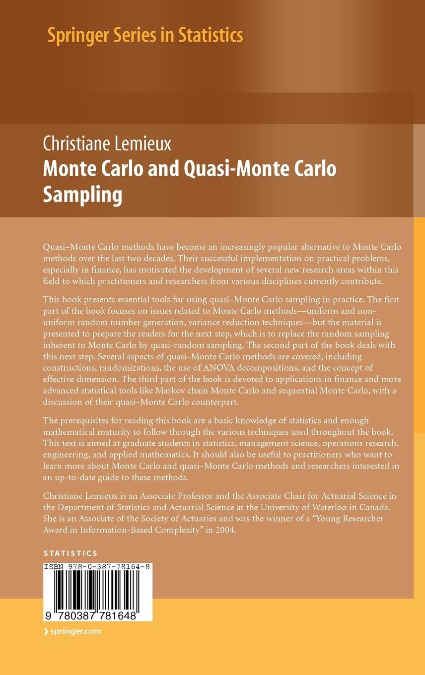 Rückseitencover Monte Carlo and Quasi-Monte Carlo Sampling