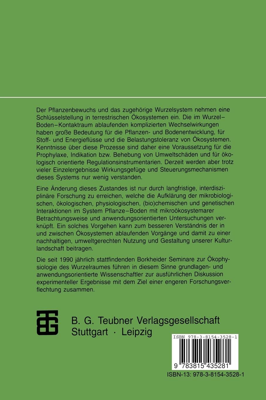 Rückseitencover Pflanzliche Stoffaufnahme und mikrobielle Wechselwirkungen in der Rhizosphäre