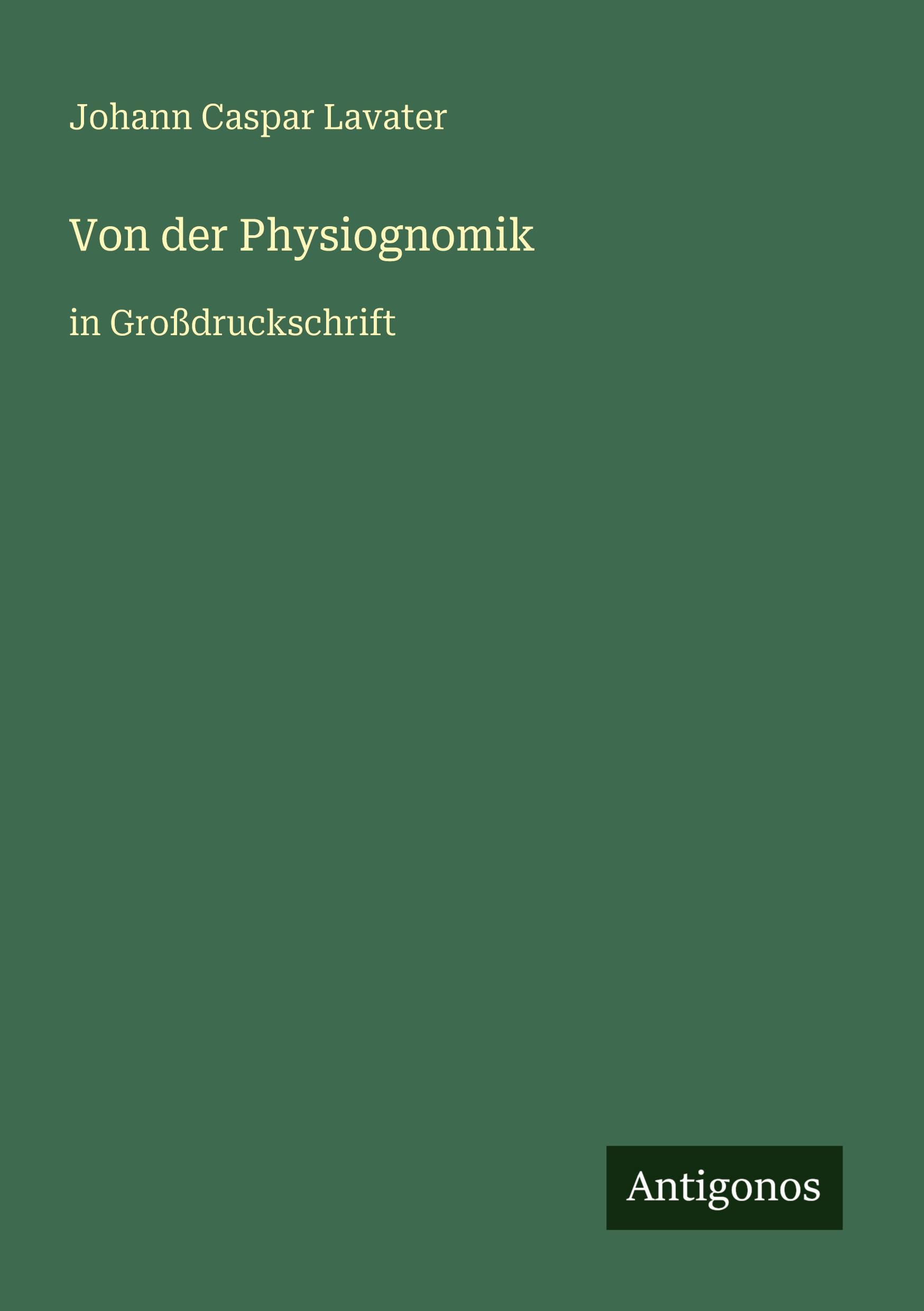 Vorderes Coverbild Von der Physiognomik