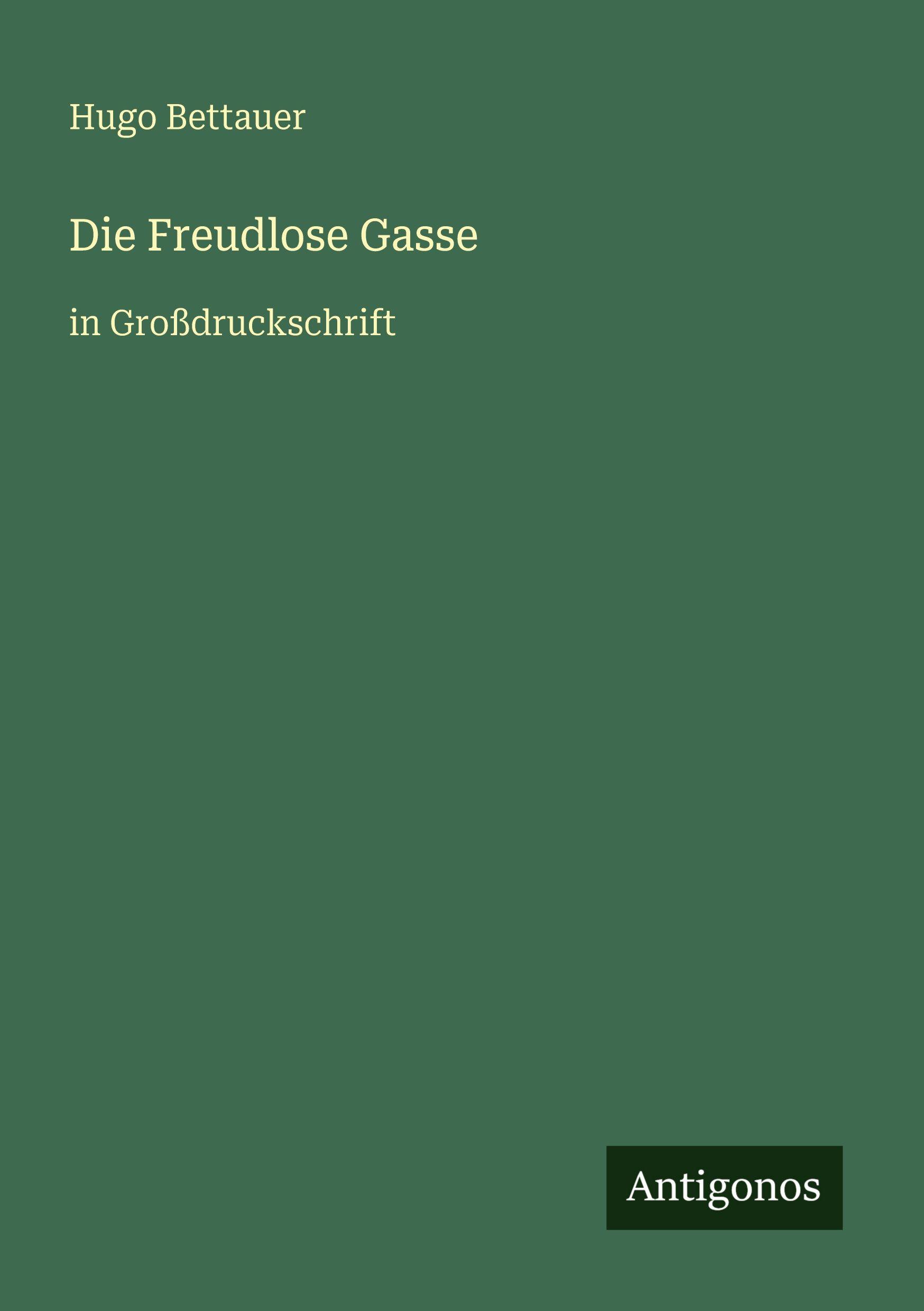 Vorderes Coverbild Die Freudlose Gasse