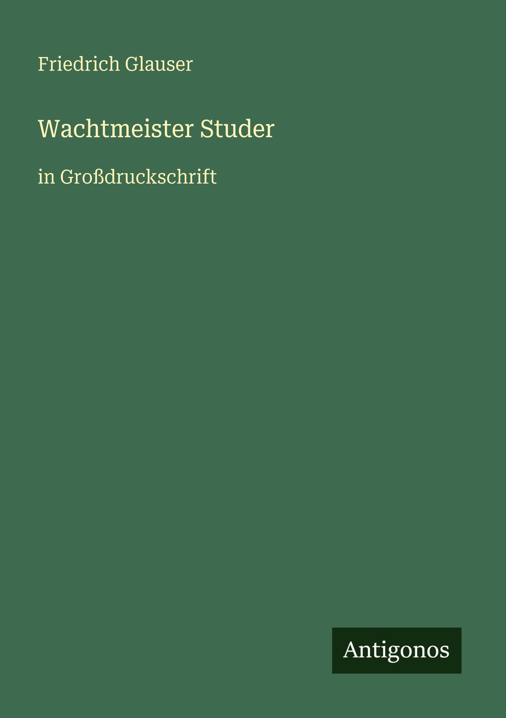 Vorderes Coverbild Wachtmeister Studer