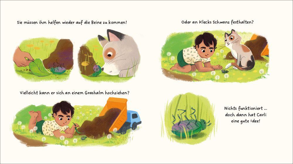 Beispielinhalt (Bild) Carli und Klecks retten einen Käfer