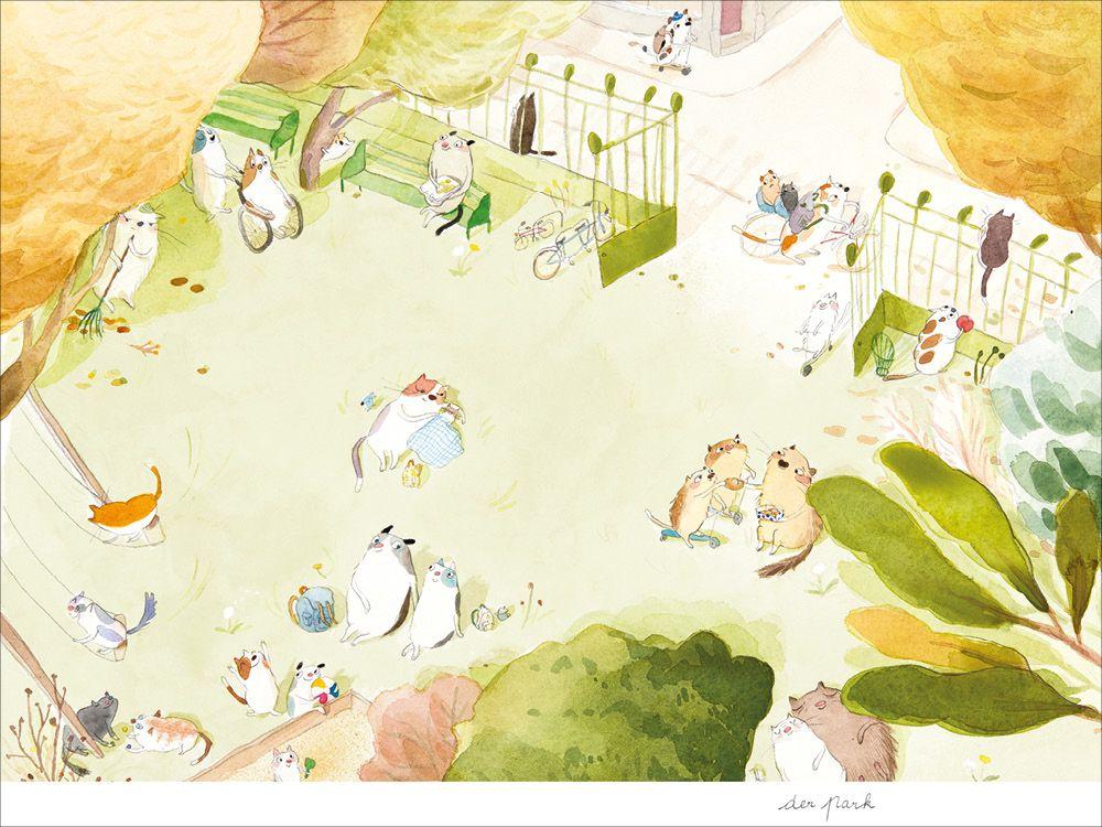 Beispielinhalt (Bild) Das Jahr der Katzen. Ein Wimmelbuch