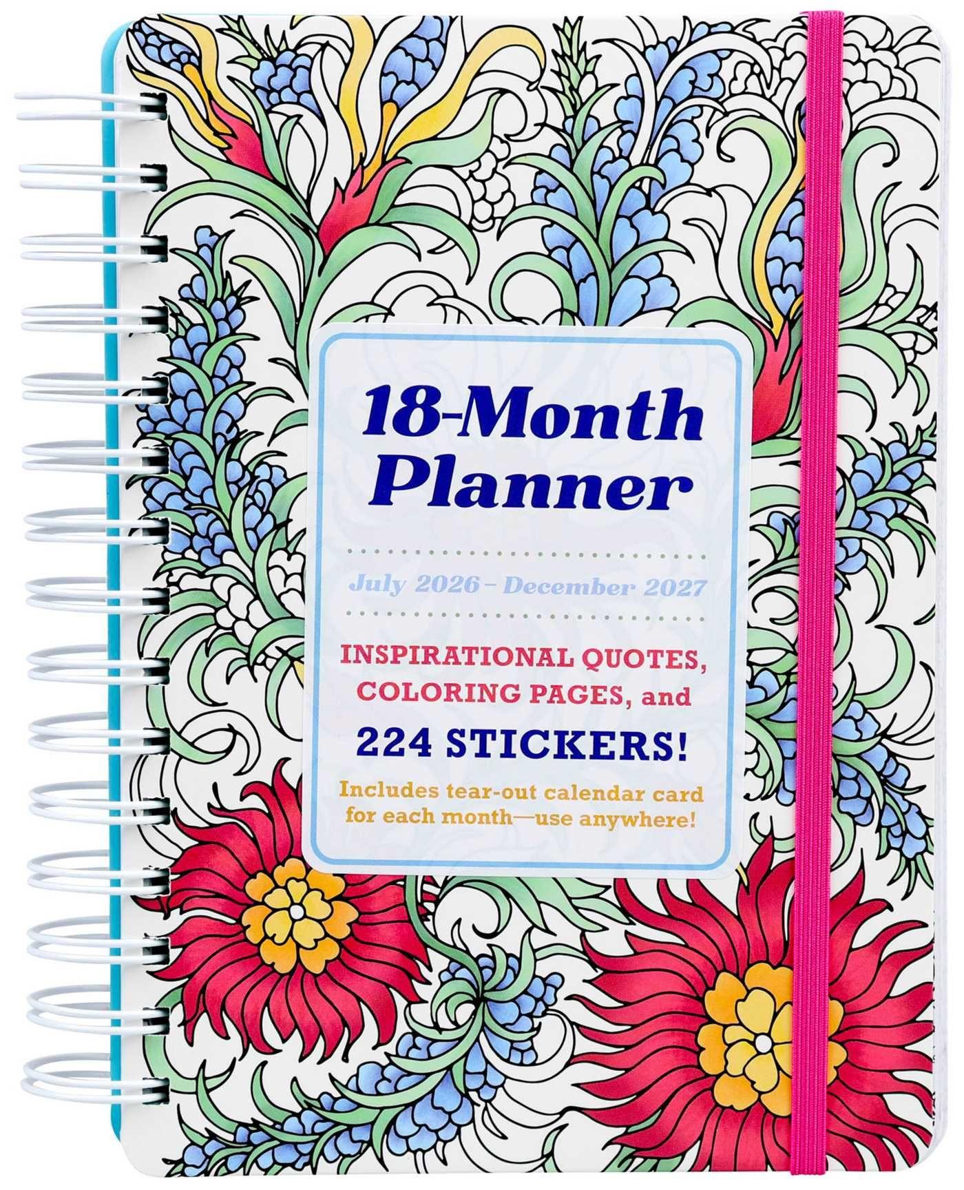 Vorderes Coverbild 18-Month Coloring Planner: July 2026-December 2027