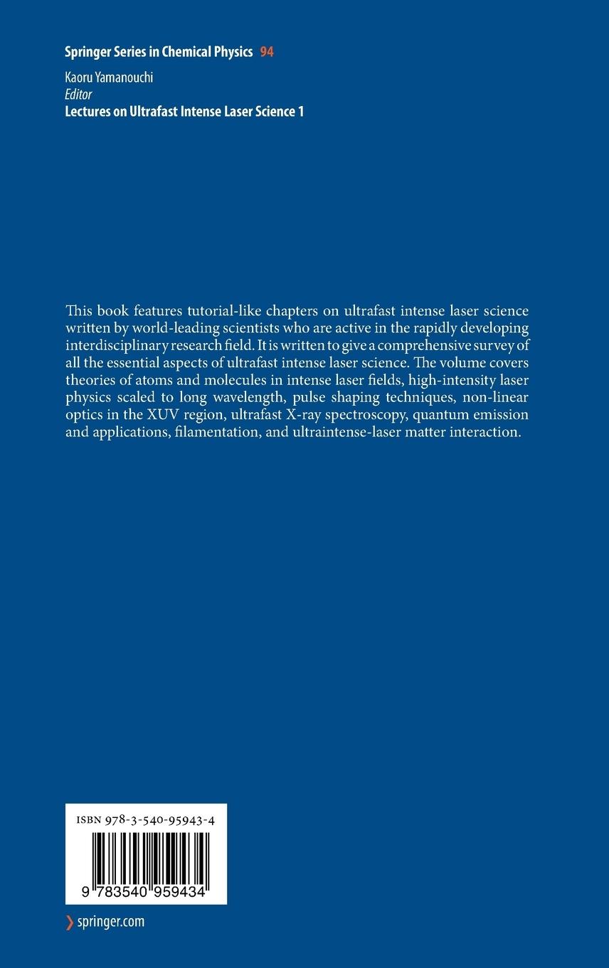 Rückseitencover Lectures on Ultrafast Intense Laser Science 1