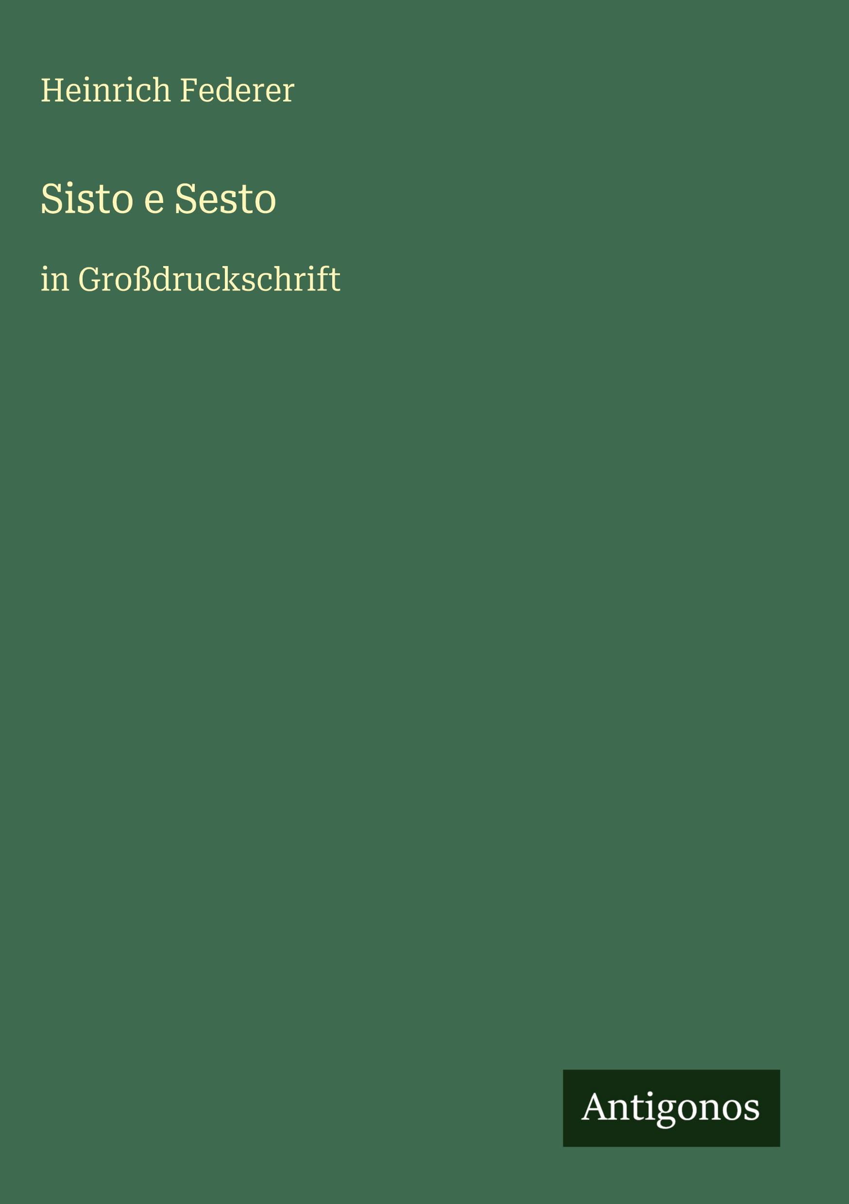 Vorderes Coverbild Sisto e Sesto