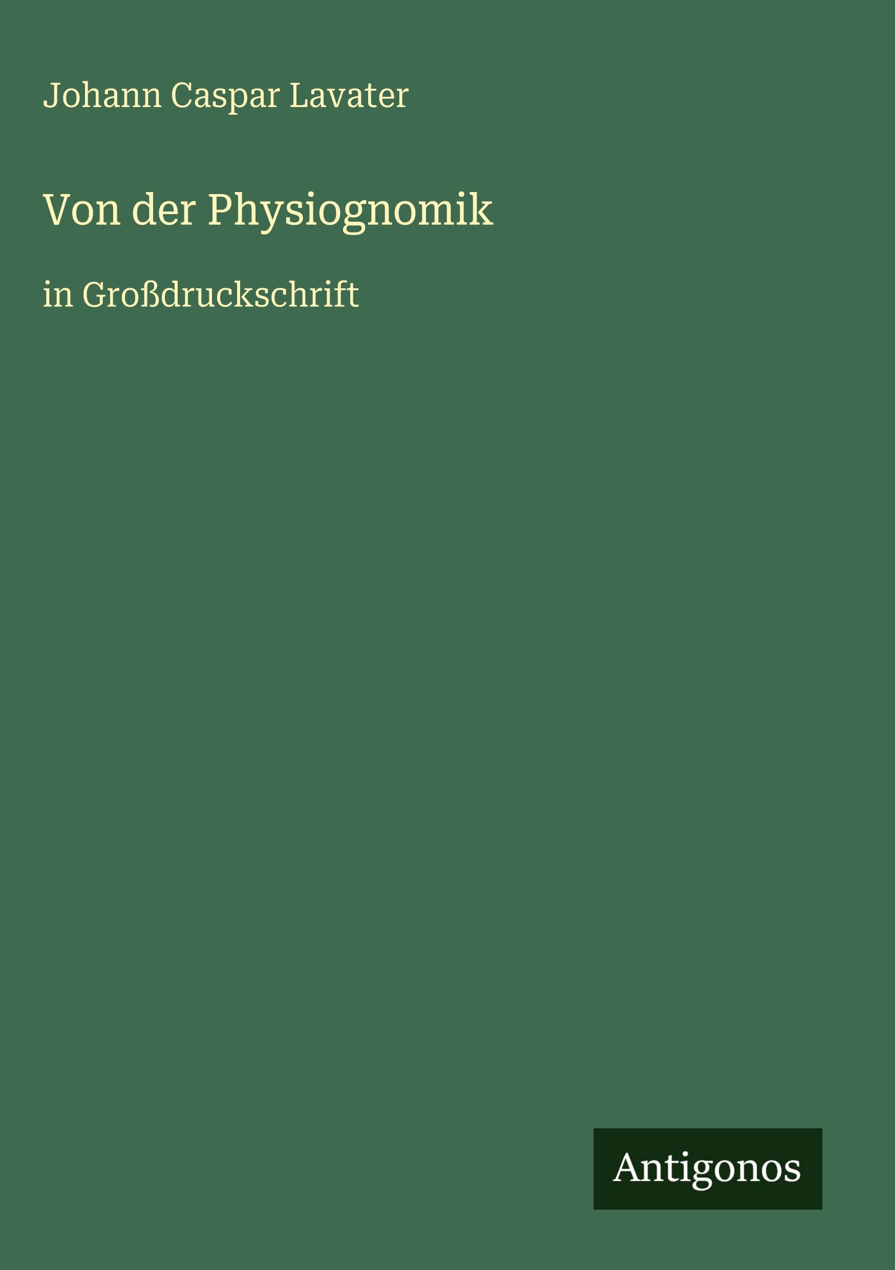 Vorderes Coverbild Von der Physiognomik
