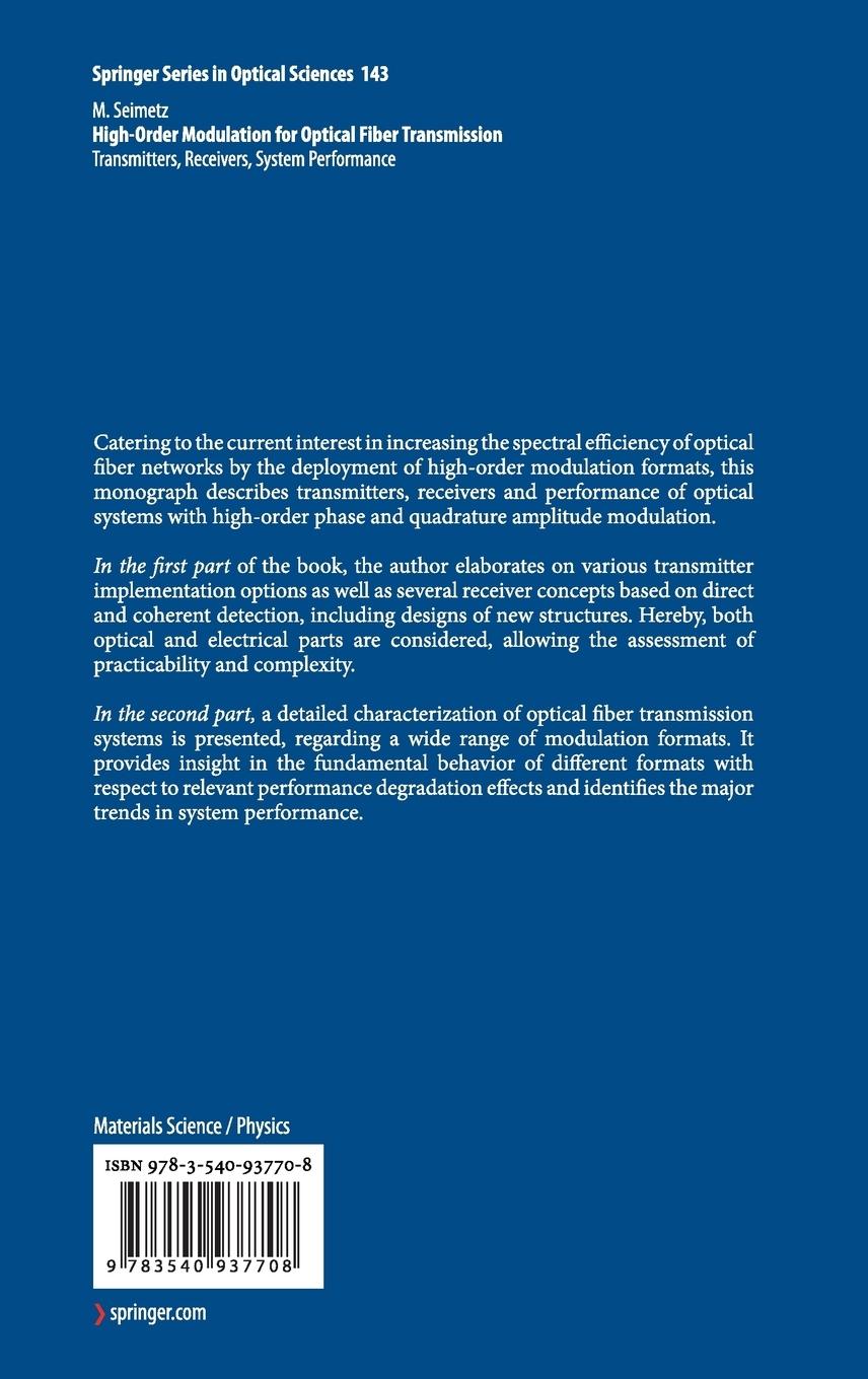 Rückseitencover High-Order Modulation for Optical Fiber Transmission