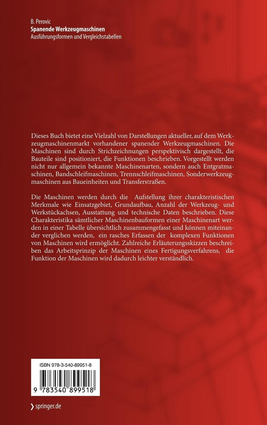 Rückseitencover Spanende Werkzeugmaschinen