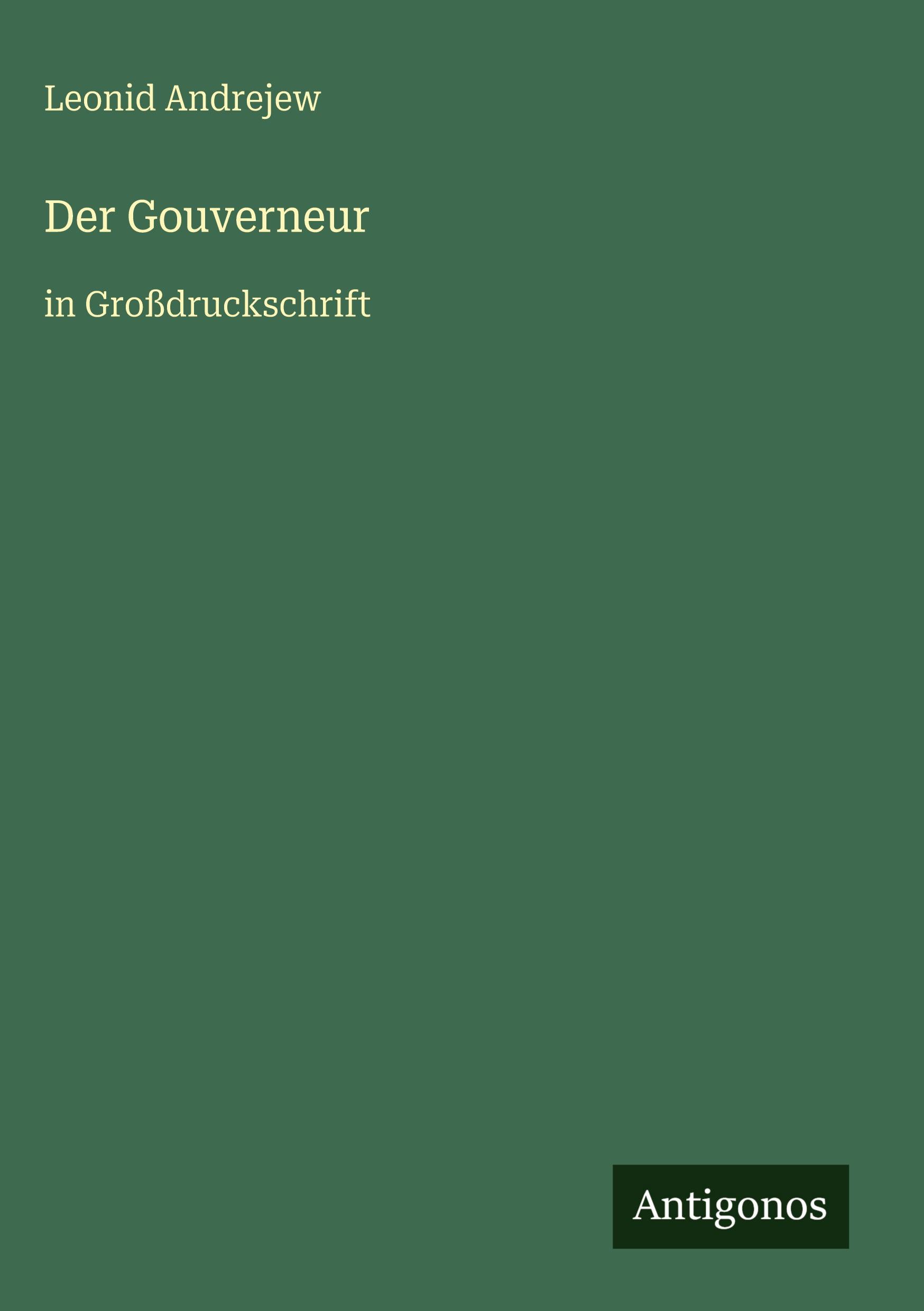 Vorderes Coverbild Der Gouverneur