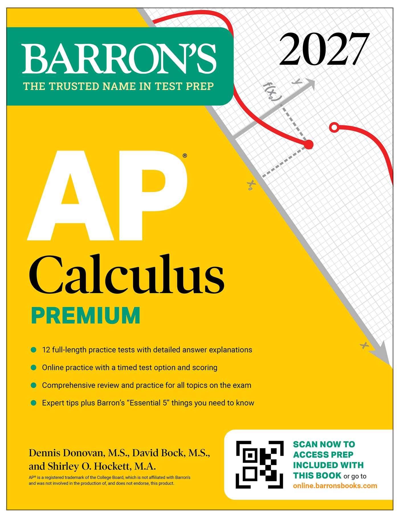 Vorderes Coverbild AP Calculus Premium, 2027: Prep Book with 12 Practice Tests + Comprehensive Review + Online Practice (Barron's AP Prep)